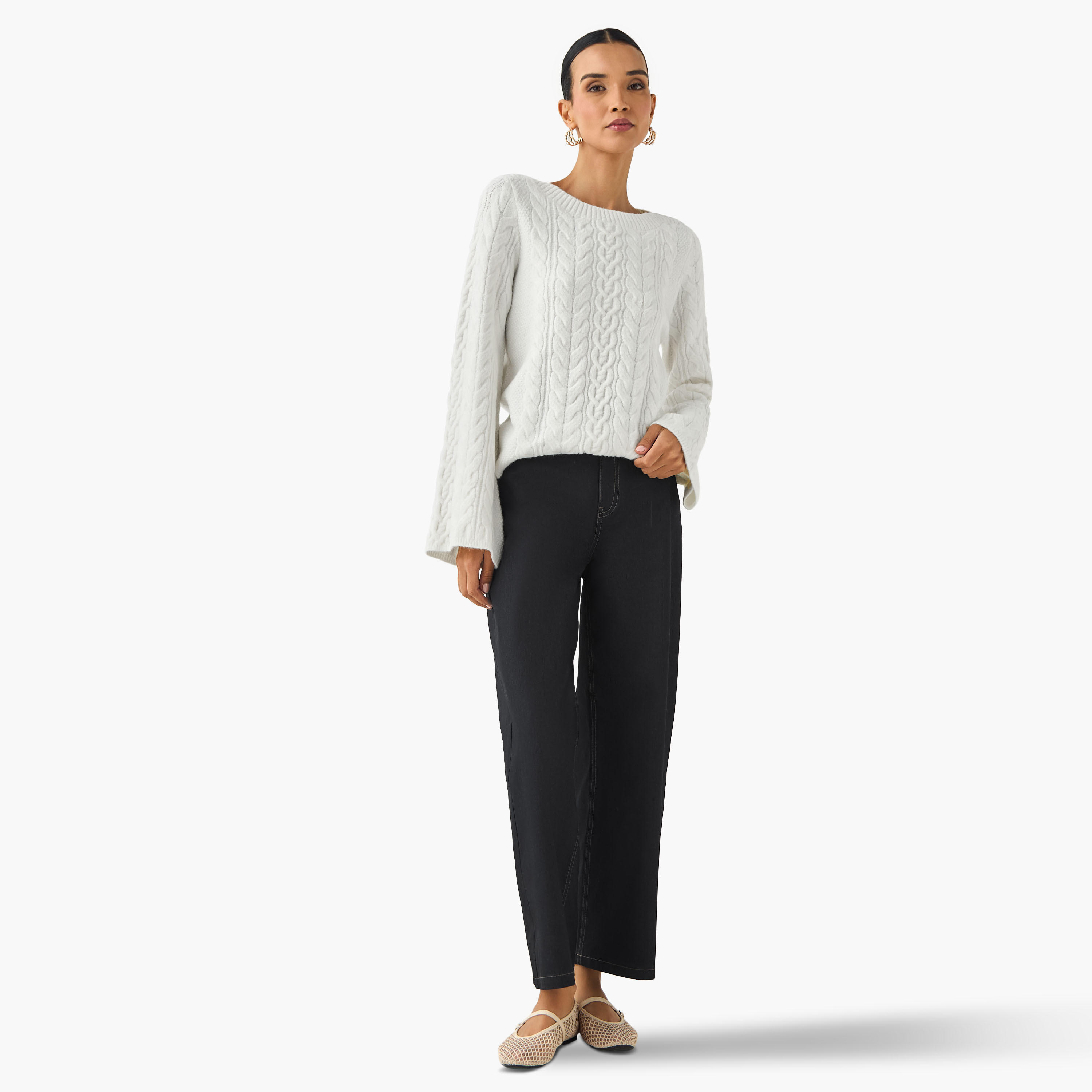 Iconic Regular Fit Cable Knit Crew Neck Sweater-women-clothing-cardigansandjumpers-jumpers-image-2