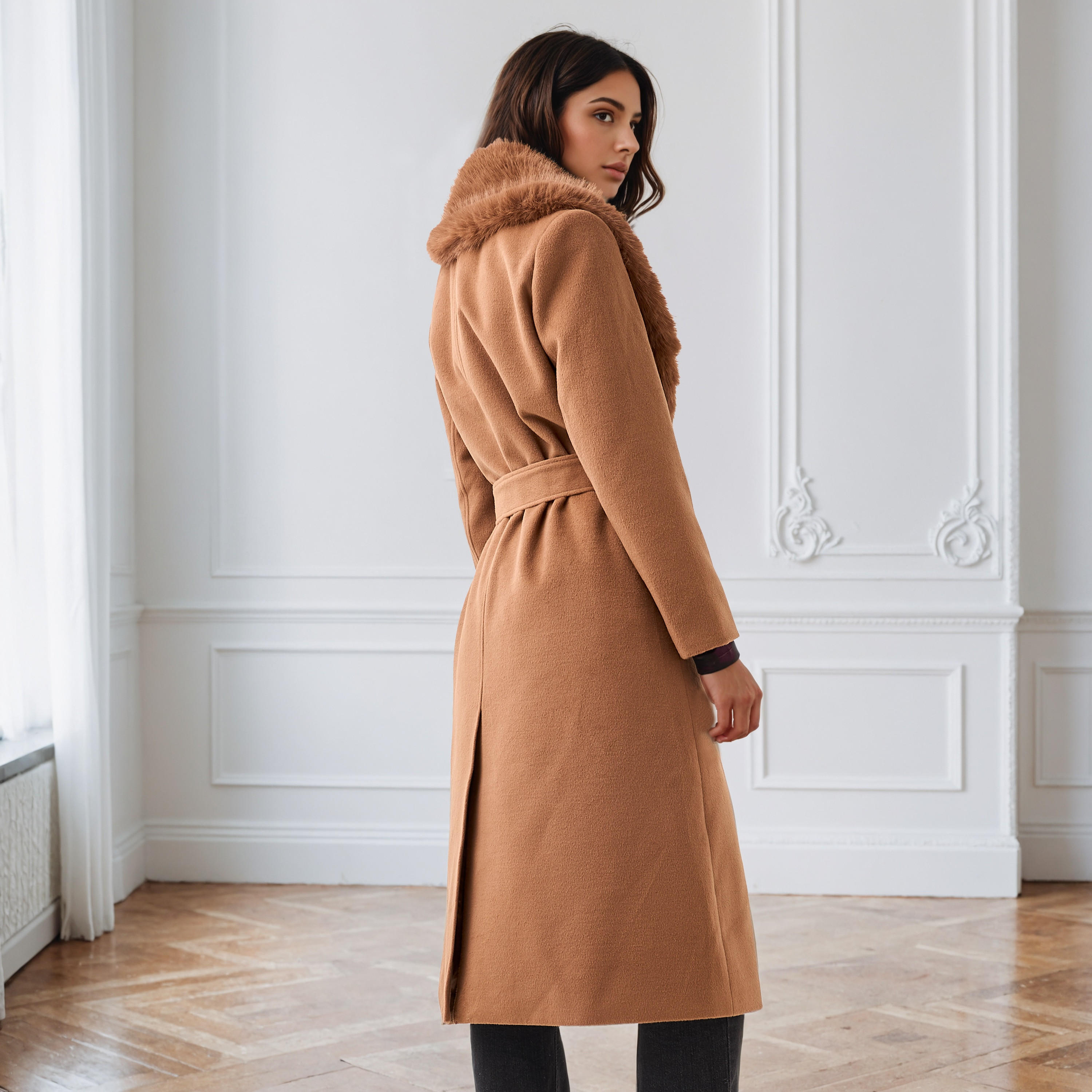 Iconic Regular Trench Coat with Detachable Faux Fur Collar-women-clothing-coatsandjackets-coats-image-3
