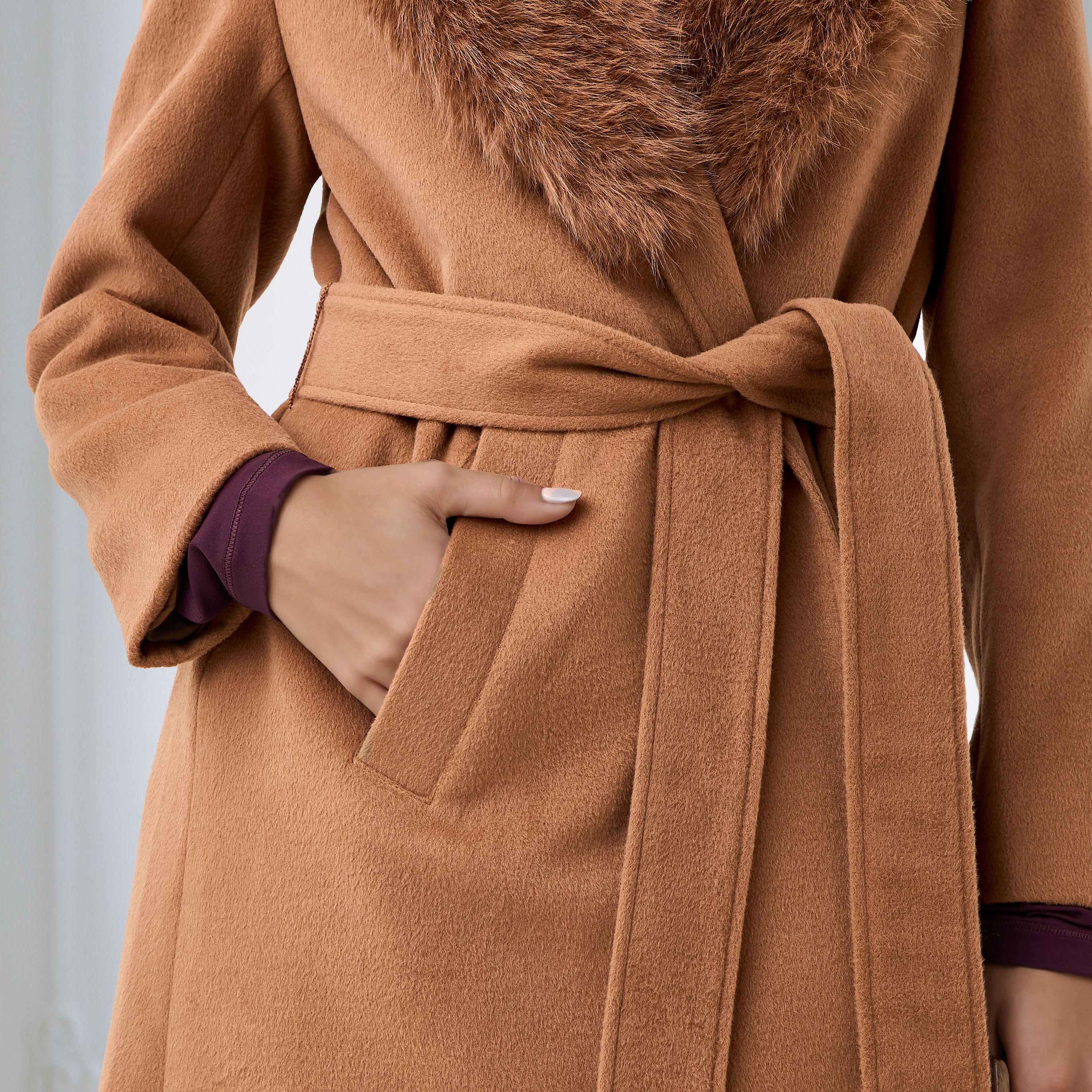 معطف ترنش عادي بياقة فرو صناعي قابلة للإزالة من آيكونيك-women-clothing-coatsandjackets-coats-image-7