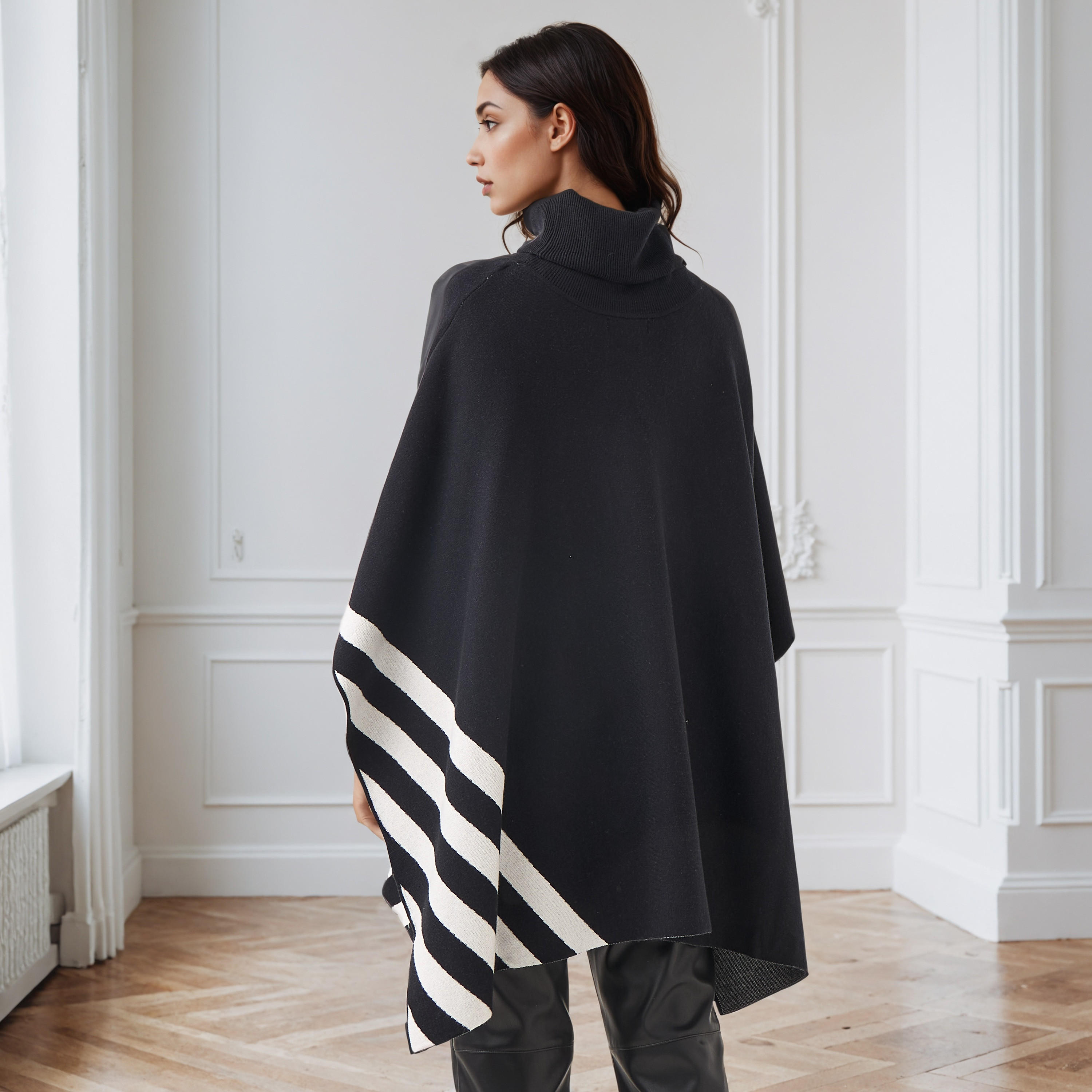 Iconic Colourblock High Neck Poncho-women-winterwear-cardigansandjumpers-cardigans-image-3