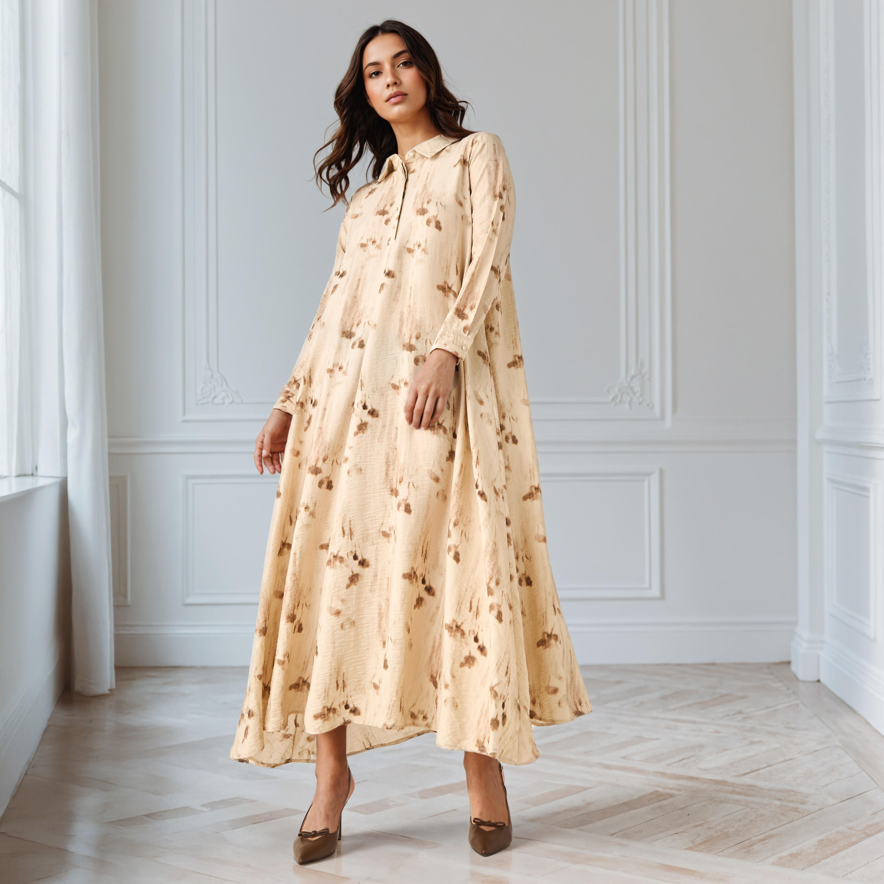 Iconic Printed Collared Trapeze Dress-women-clothing-dresses-image-2