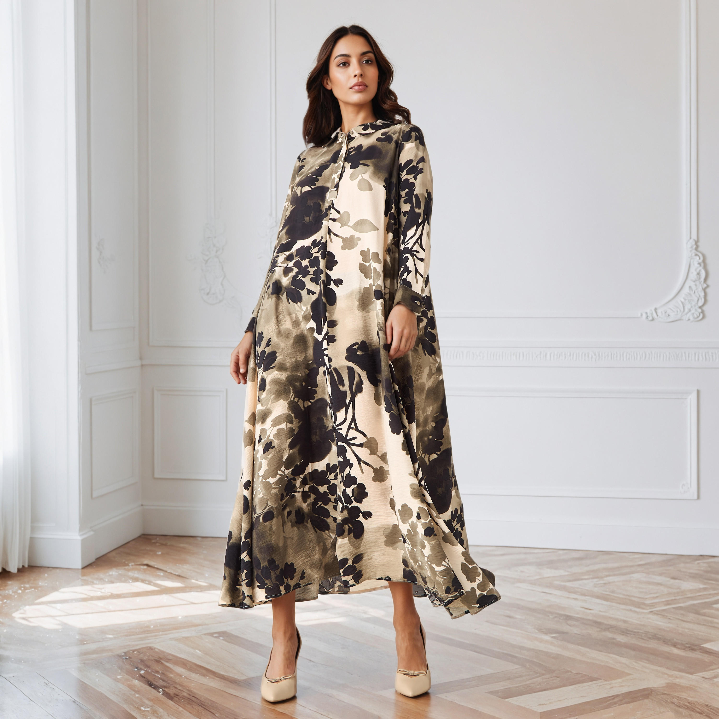 Iconic Floral Print Collared Trapeze Dress-women-clothing-dresses-image-2