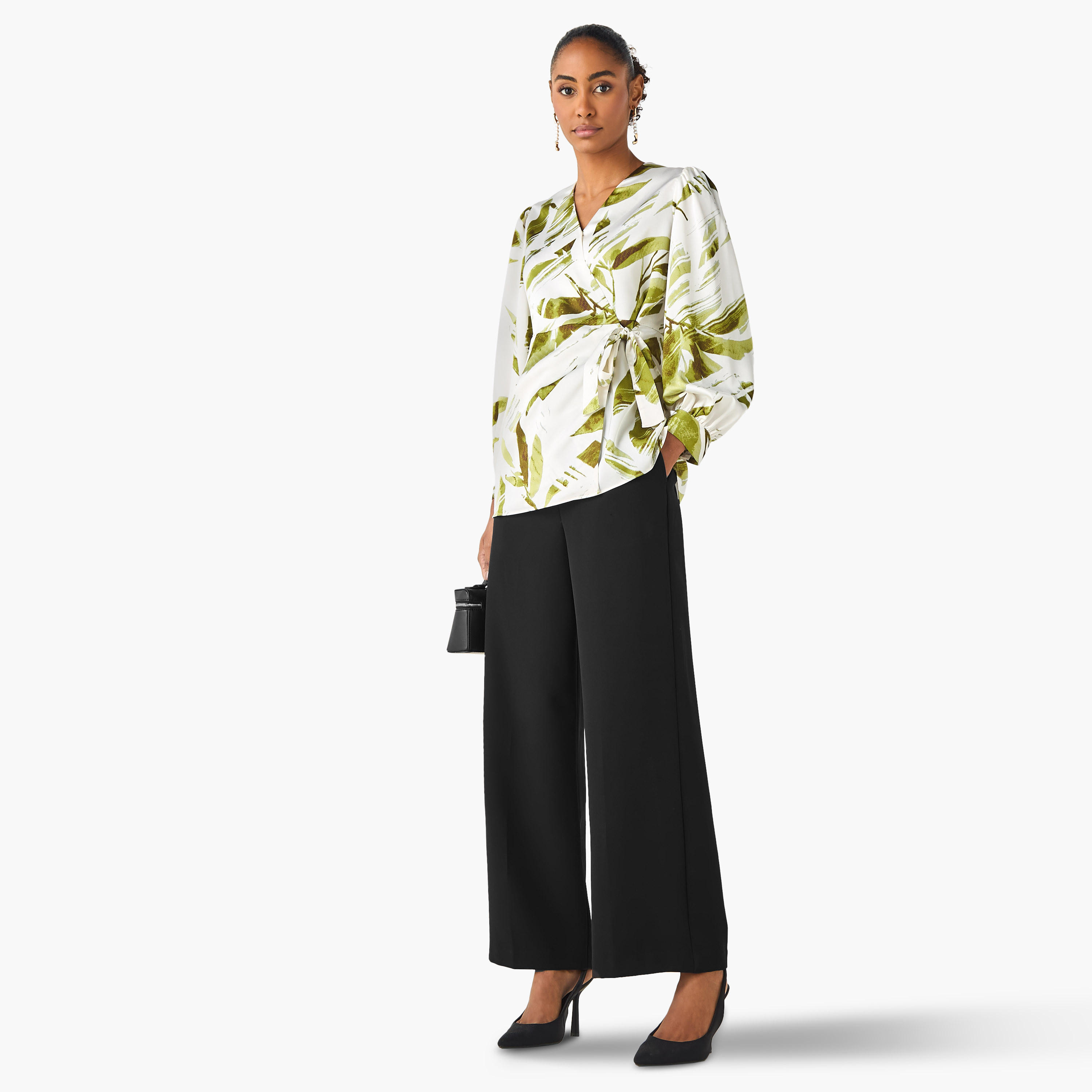 Iconic Relaxed Fit Polyester Wrap Top with Tie-Ups-women-clothing-shirtsandblouses-blouses-image-2