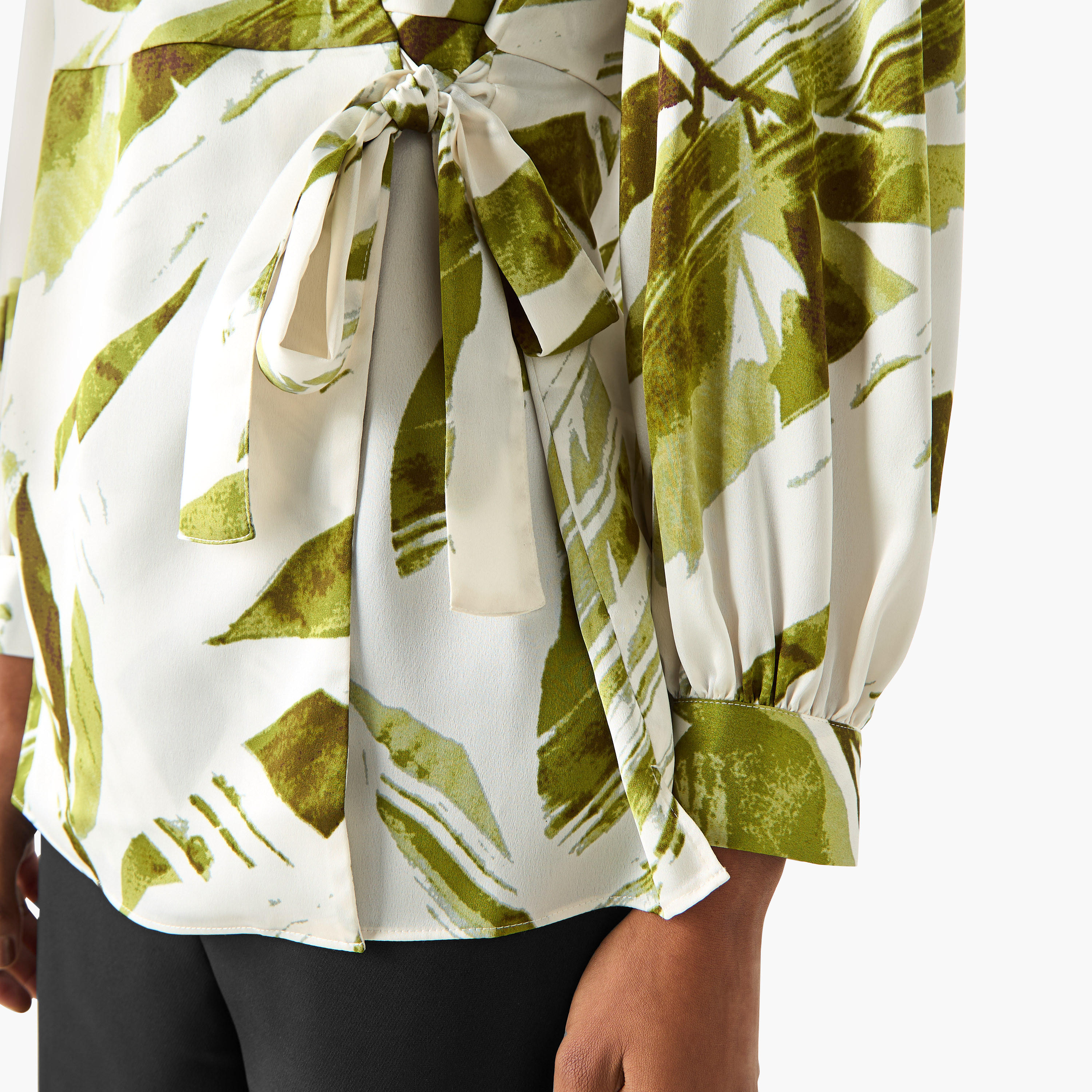 Iconic Relaxed Fit Polyester Wrap Top with Tie-Ups-women-clothing-shirtsandblouses-blouses-image-5