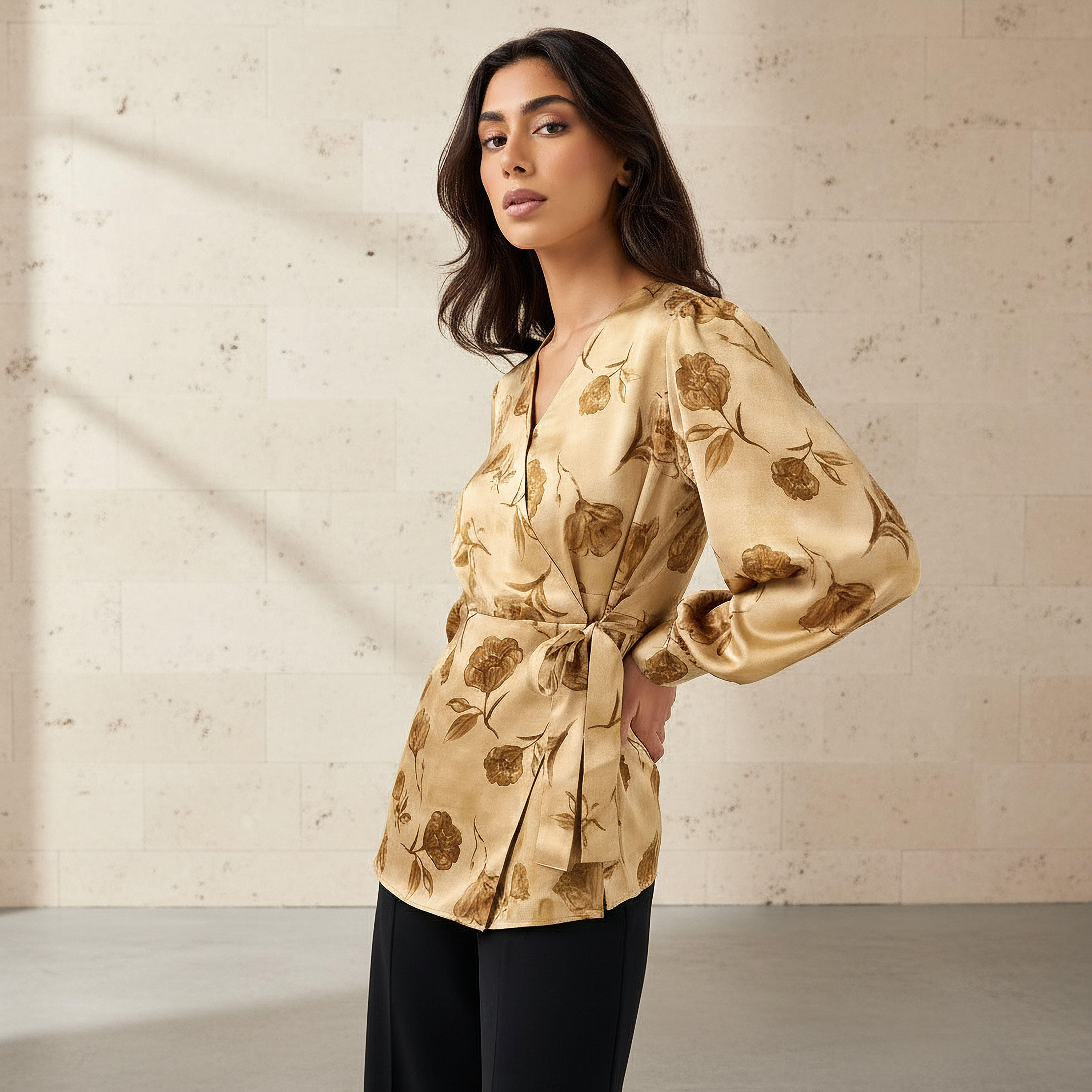 Iconic Relaxed Fit Polyester Wrap Top with Tie-Ups-women-clothing-shirtsandblouses-blouses-image-1