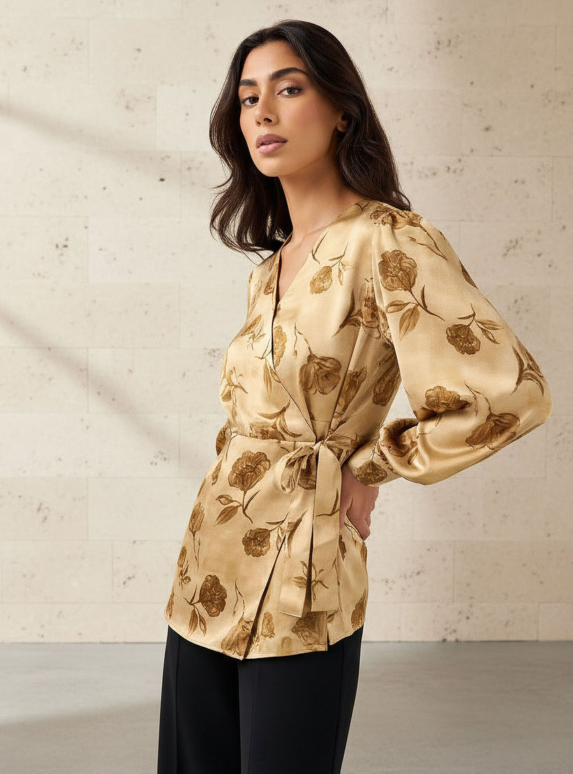 بلوزة بوليستر بقصّة مريحة بأربطة من آيكونيك-women-clothing-shirtsandblouses-blouses-image-5