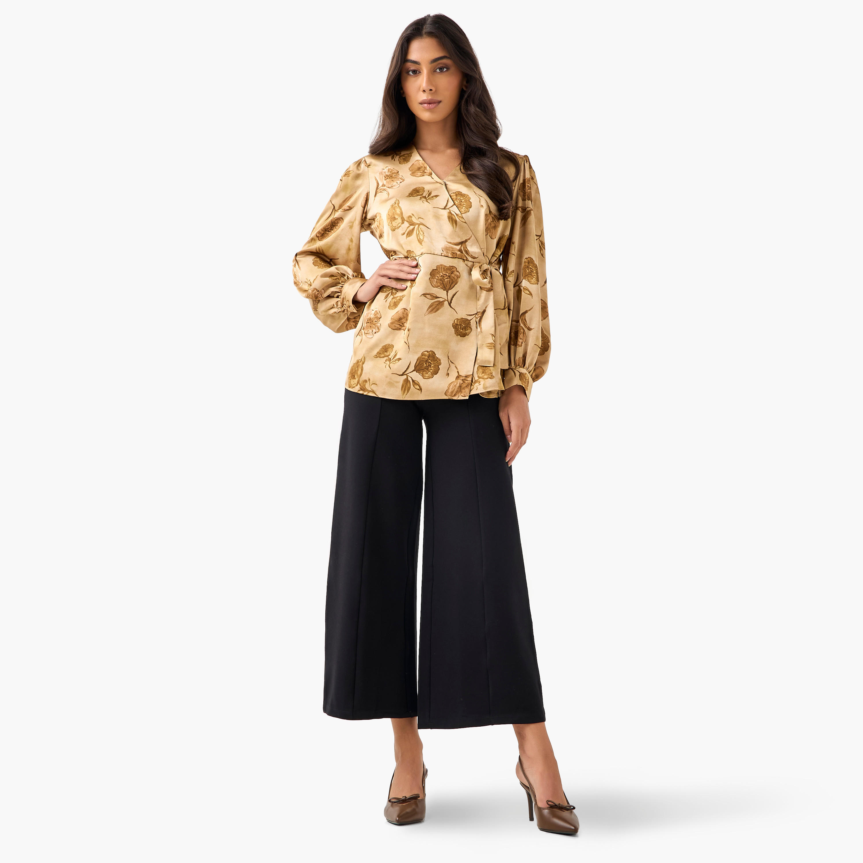 بلوزة بوليستر بقصّة مريحة بأربطة من آيكونيك-women-clothing-shirtsandblouses-blouses-image-4