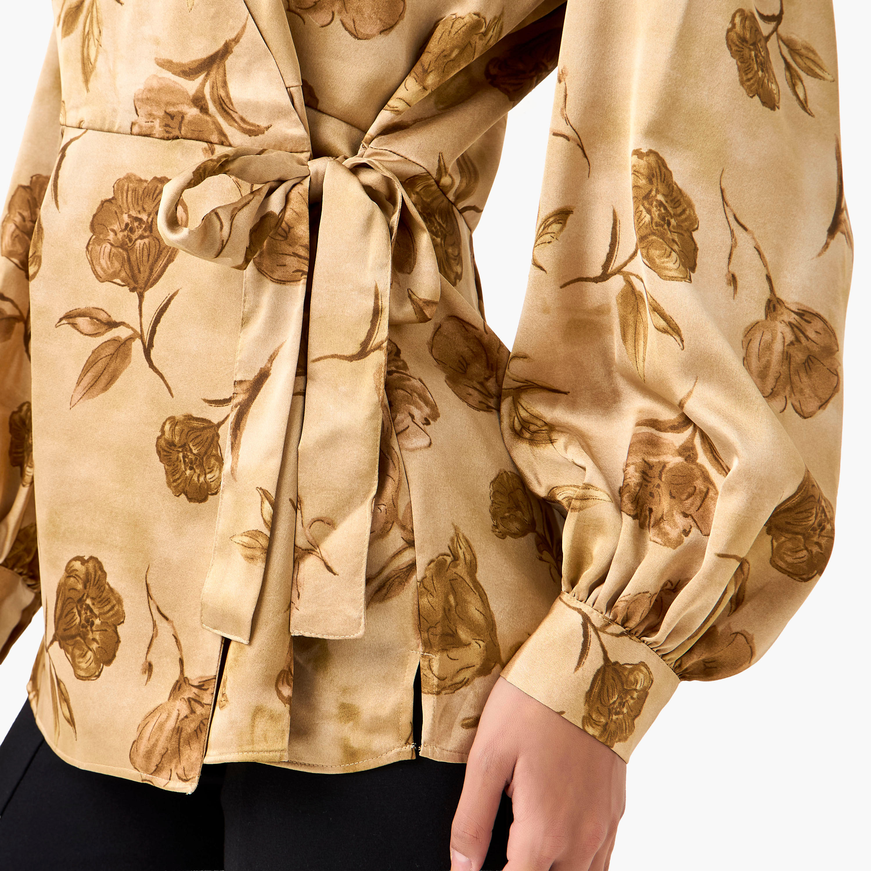 Iconic Relaxed Fit Polyester Wrap Top with Tie-Ups-women-clothing-shirtsandblouses-blouses-image-3