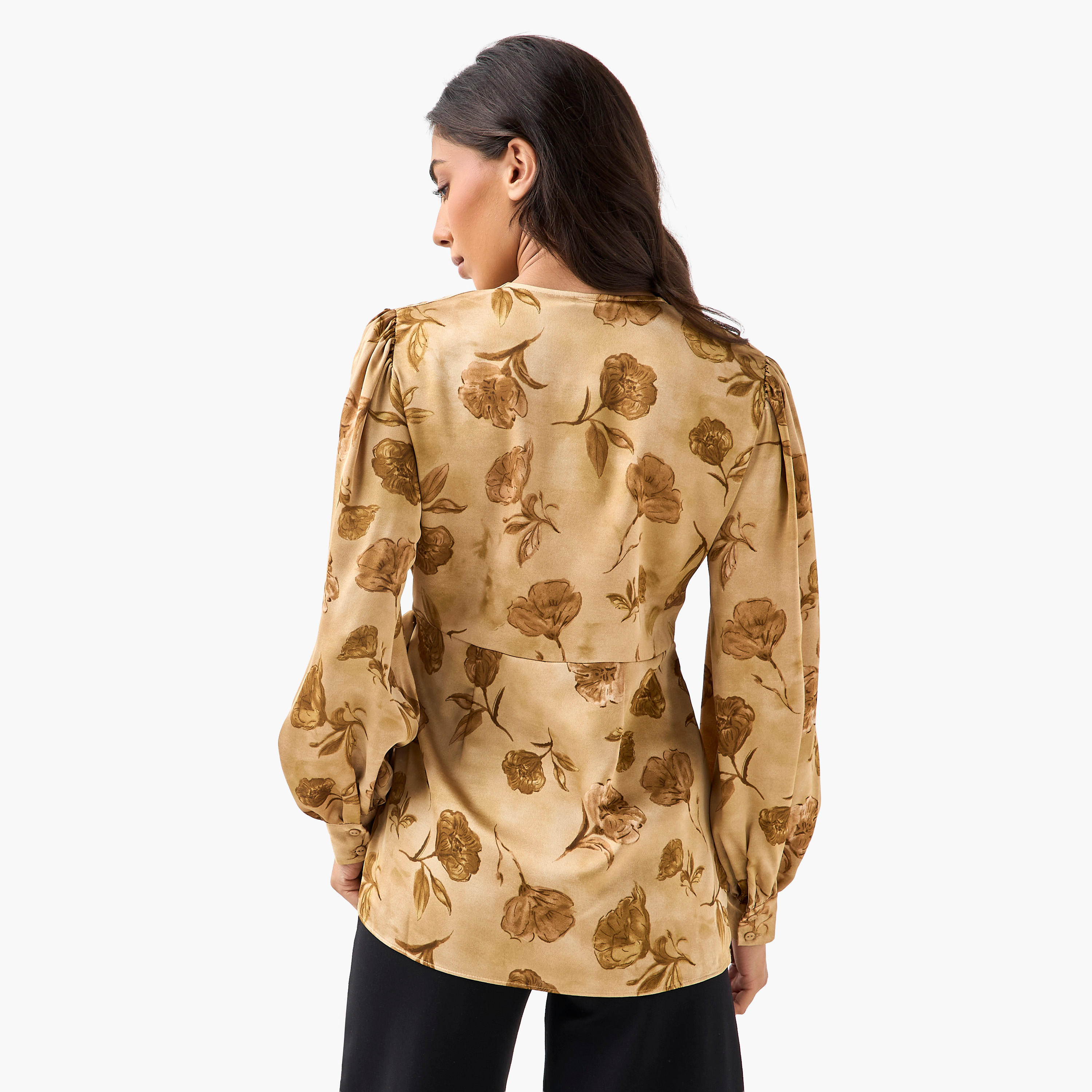 بلوزة بوليستر بقصّة مريحة بأربطة من آيكونيك-women-clothing-shirtsandblouses-blouses-image-2