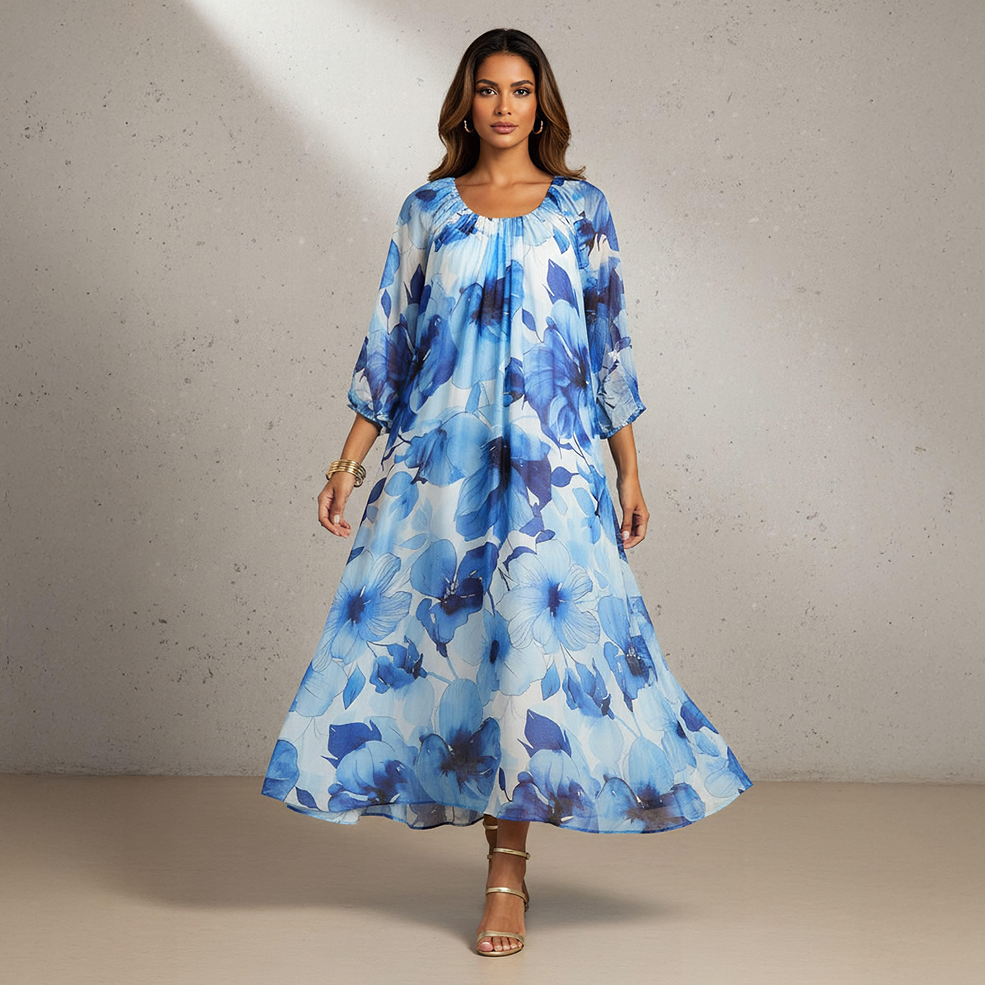 فستان ميدي بطبعات زهور مع جيوب من آيكونيك-women-clothing-dresses-image-1