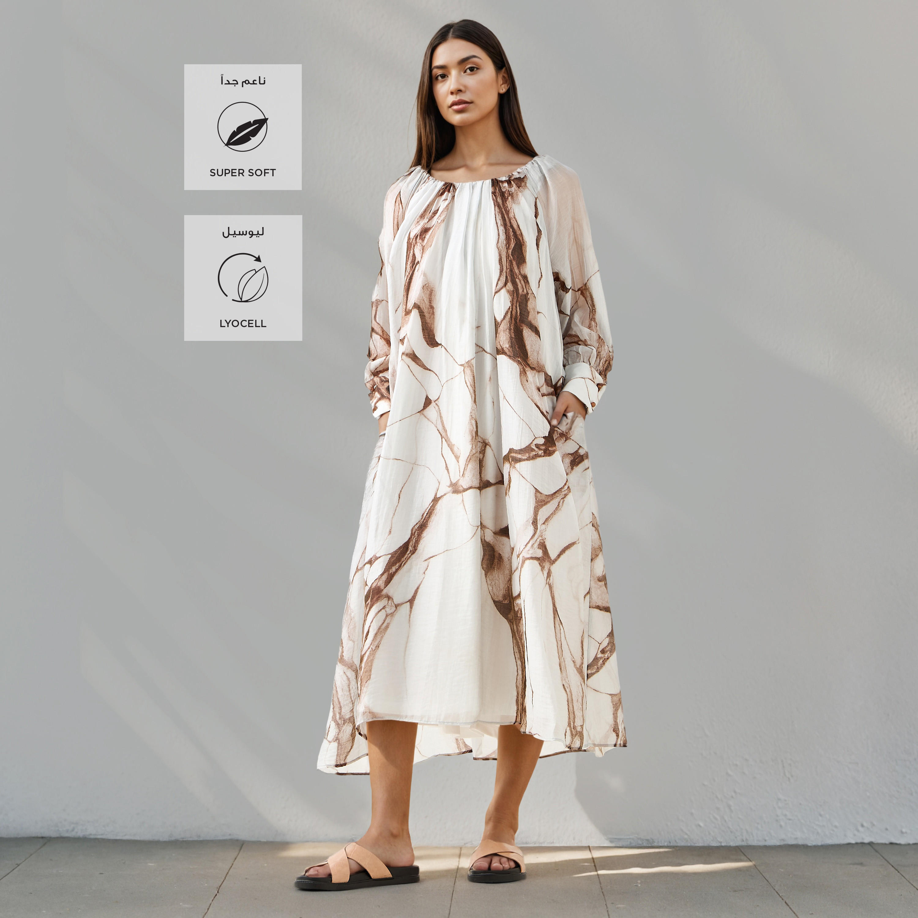 Iconic Marble Print Midi Dress with Pockets-women-clothing-dresses-image-2