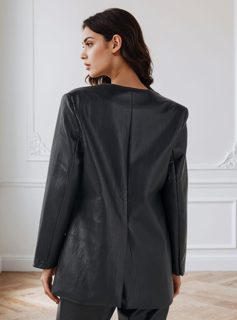 جاكيت بزر إغلاق وجيوب من آيكونيك-women-winterwear-coatsandjackets-jackets-image-4