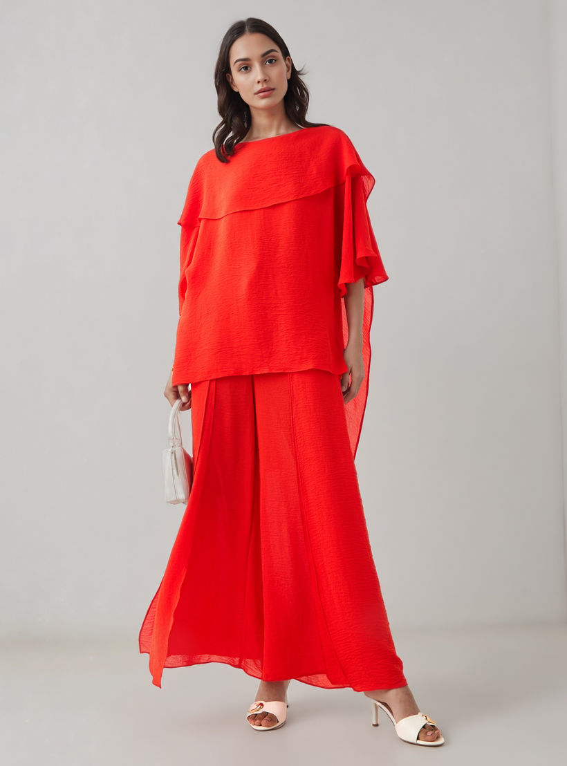 بلوزة بياقة ضيقة وطبقة علوية منسدلة من آيكونيك-women-clothing-shirtsandblouses-blouses-image-4