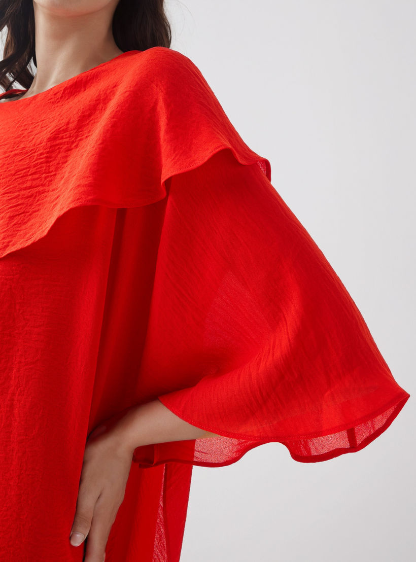 بلوزة بياقة ضيقة وطبقة علوية منسدلة من آيكونيك-women-clothing-shirtsandblouses-blouses-image-2