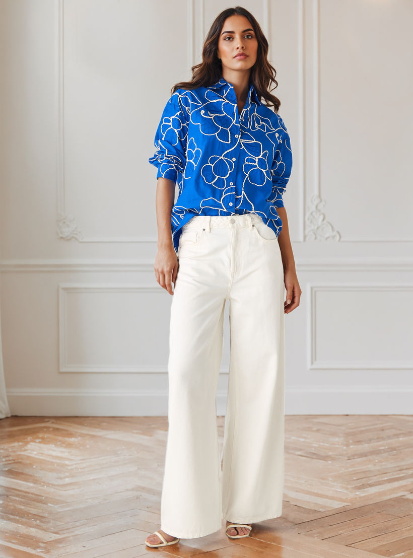 قميص قطن فضفاض مطرّز من آيكونيك-women-clothing-shirtsandblouses-shirts-image-2
