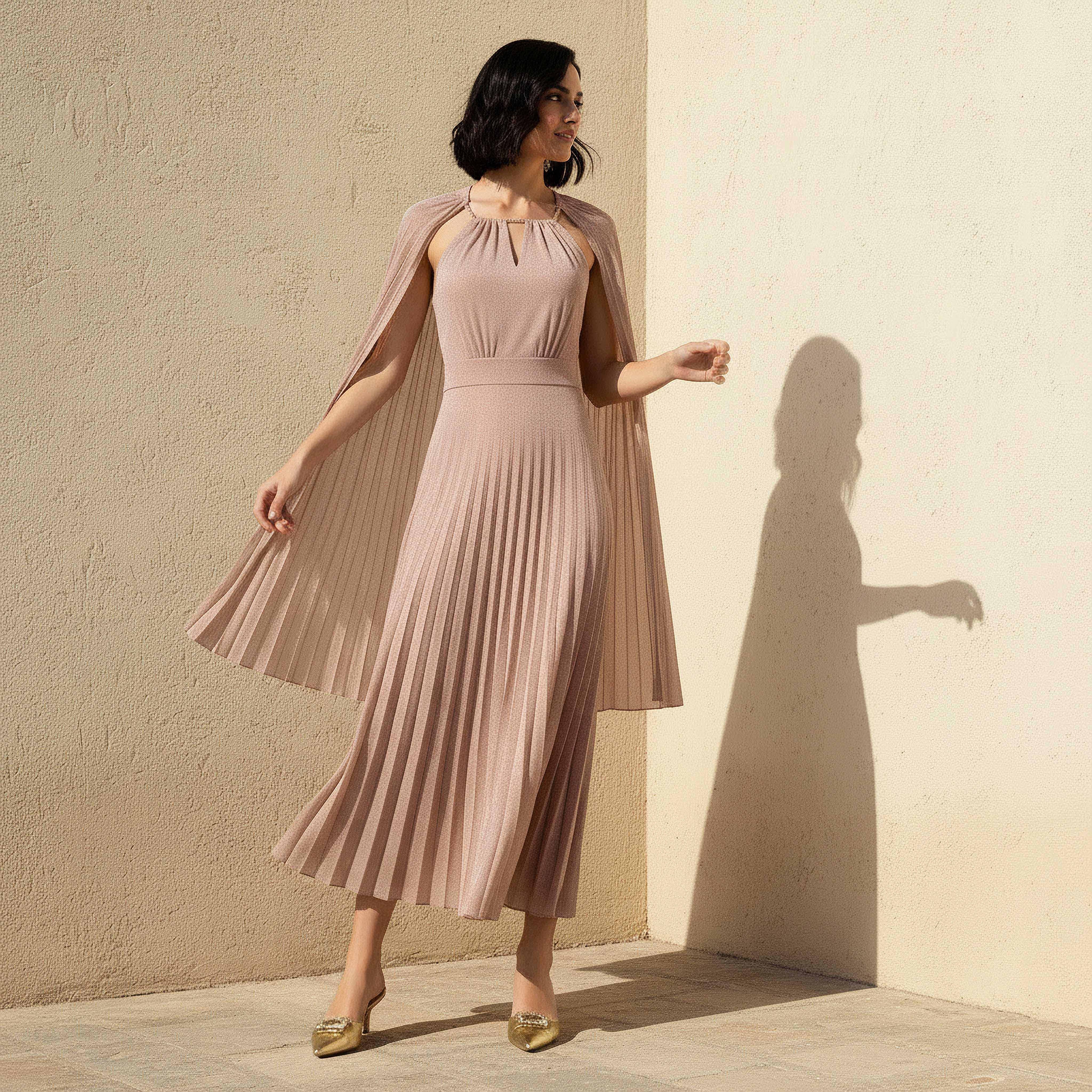 Iconic A-line Maxi Dress with Cape-women-clothing-dresses-image-4