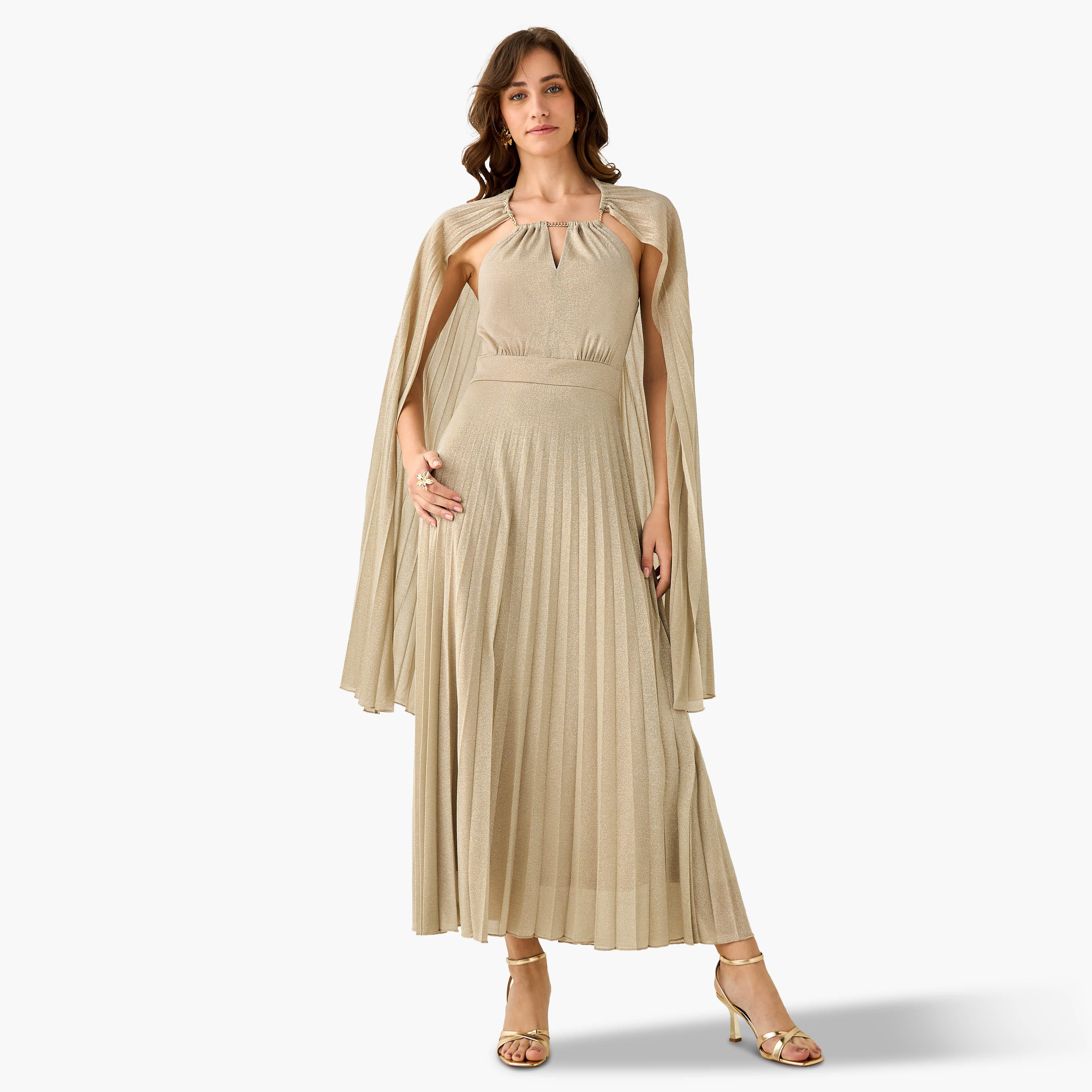 Iconic A-line Maxi Dress with Cape-women-clothing-dresses-image-2