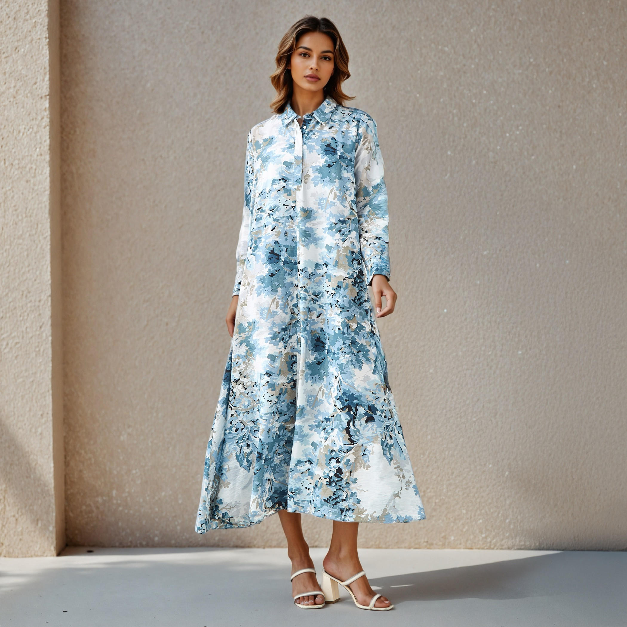 Iconic Floral Print Women Shirt Dress with Collar-women-clothing-dresses-image-1