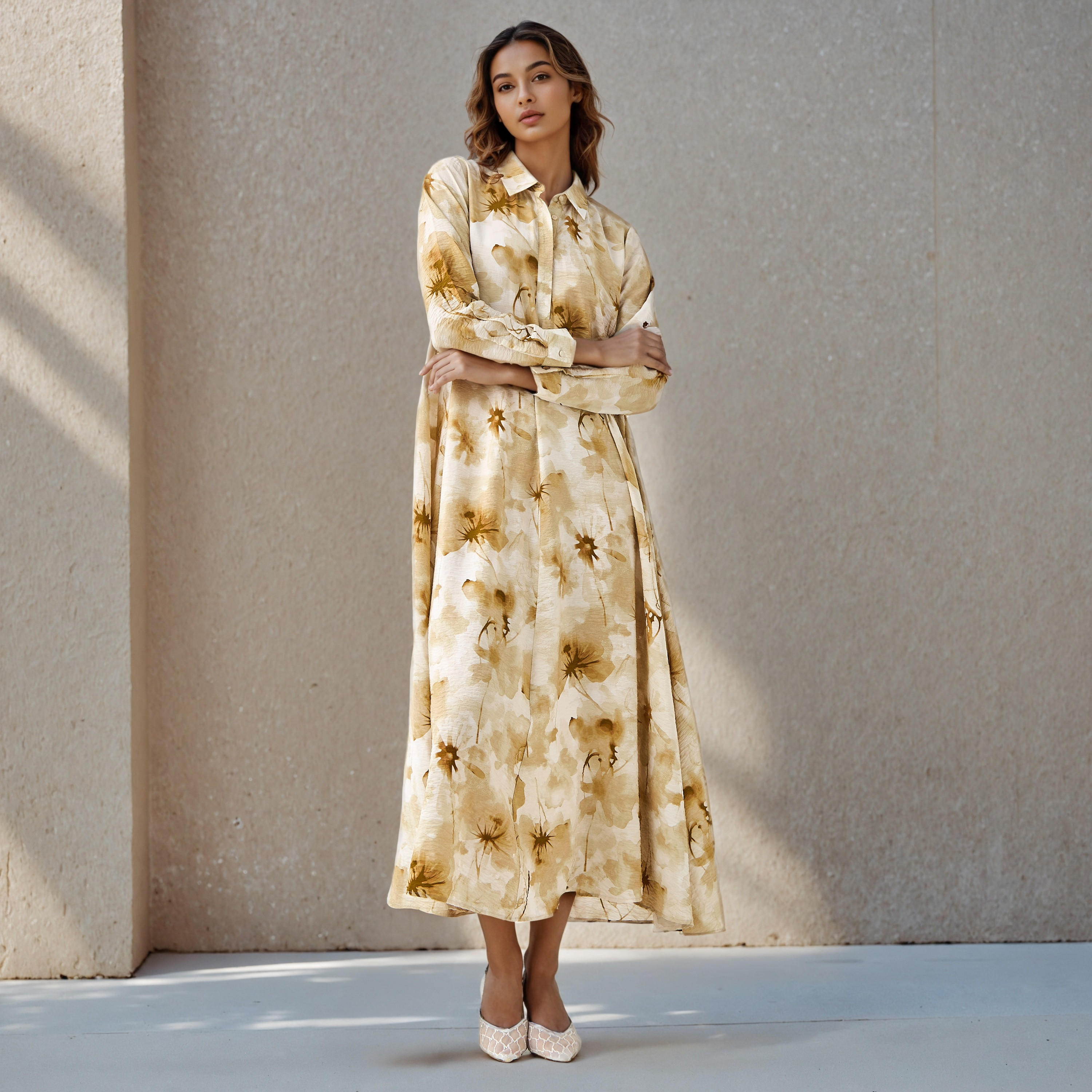 فستان قميص بياقة وطبعات زهرية للنساء من آيكونيك-women-clothing-dresses-image-1