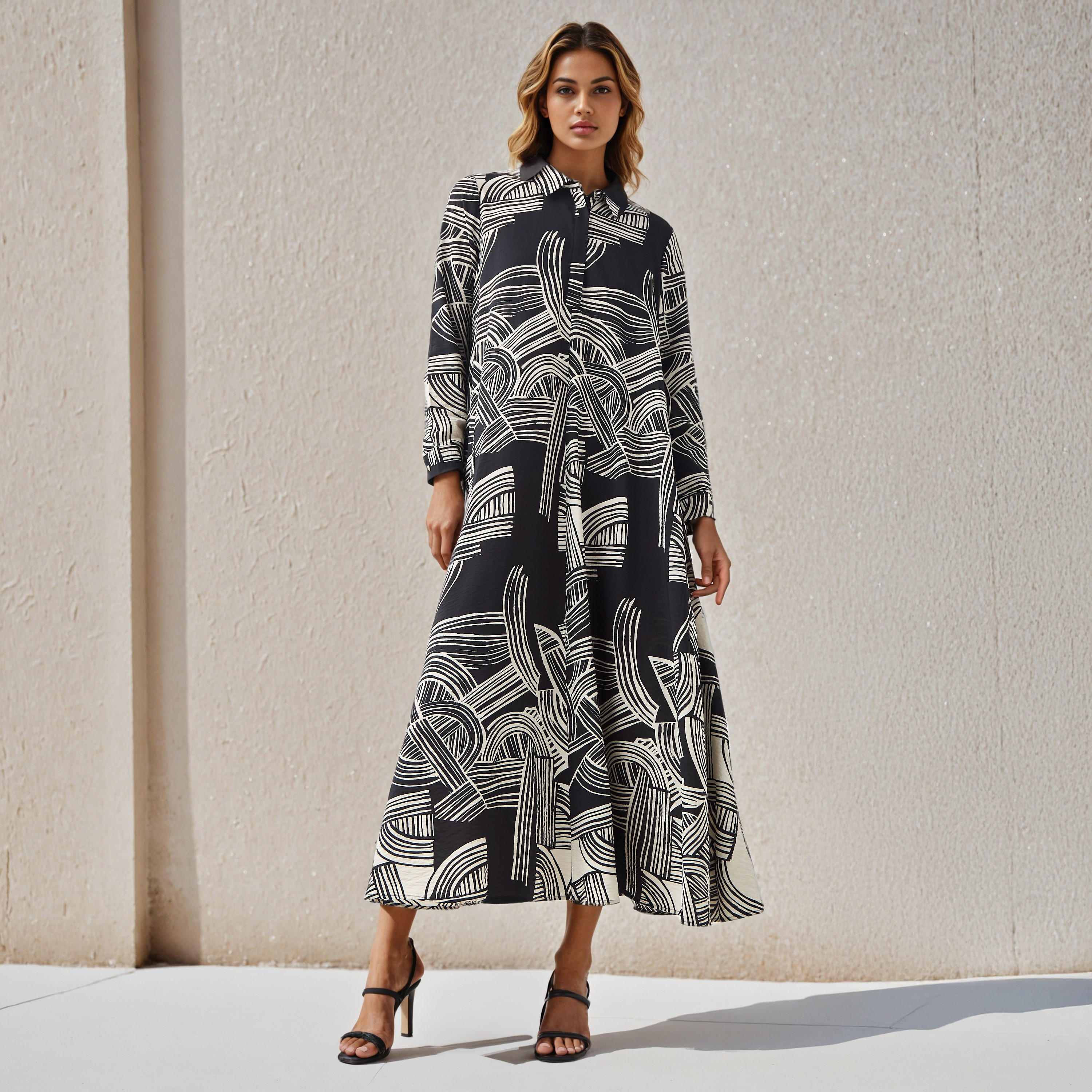Iconic Printed Shirt Women Dress with Collar-women-clothing-dresses-image-1