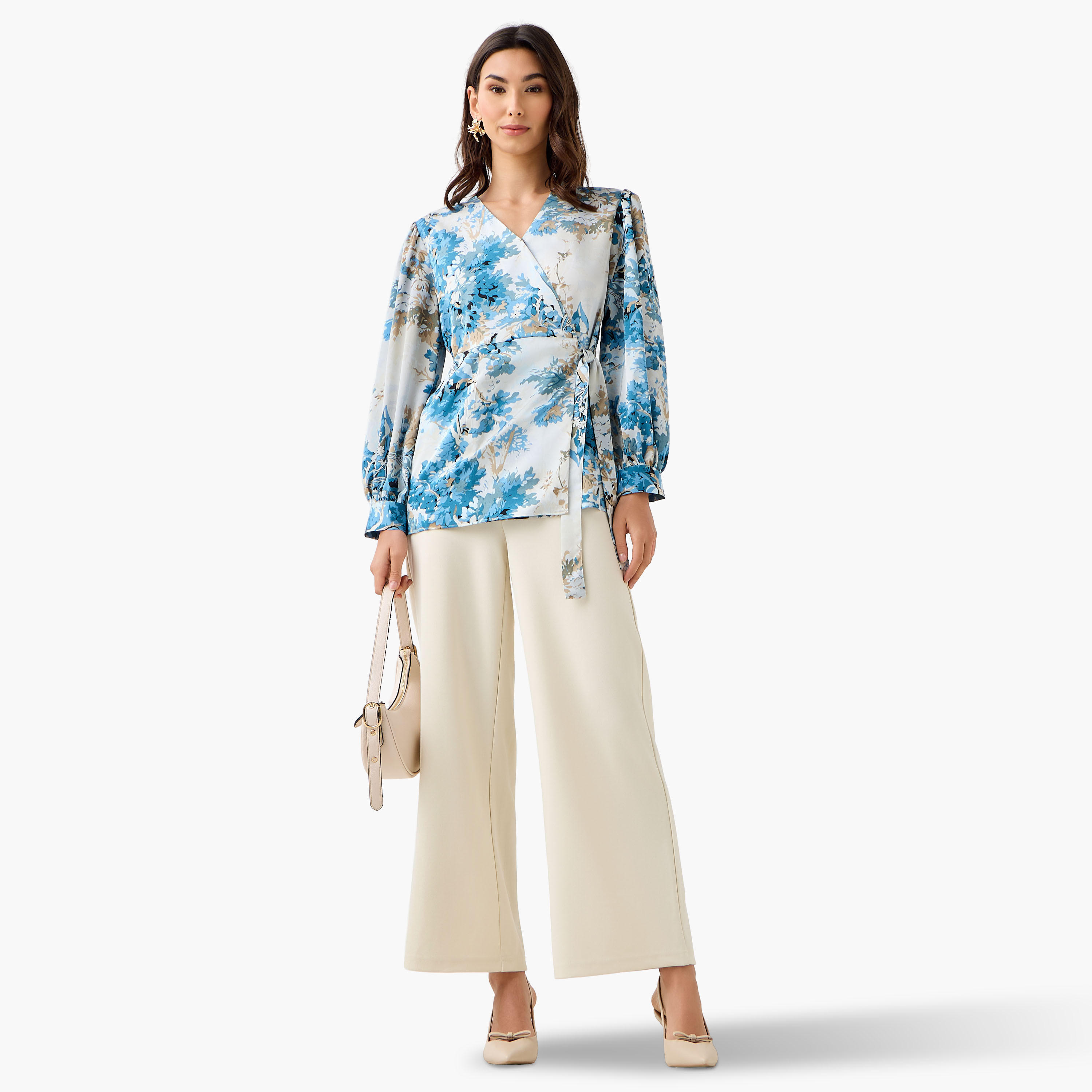 Iconic Regular Fit Wrap Top with Floral Print-women-clothing-shirtsandblouses-blouses-image-2