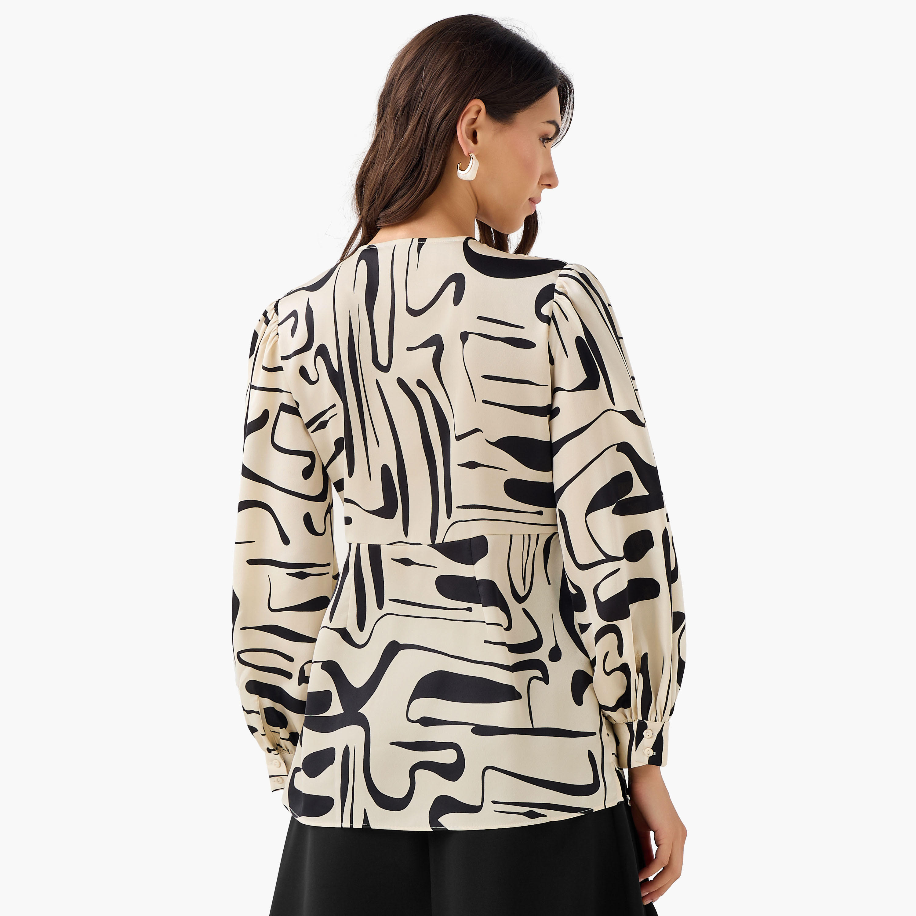 Iconic Regular Fit Wrap Top with Abstract Print-women-clothing-shirtsandblouses-blouses-image-3