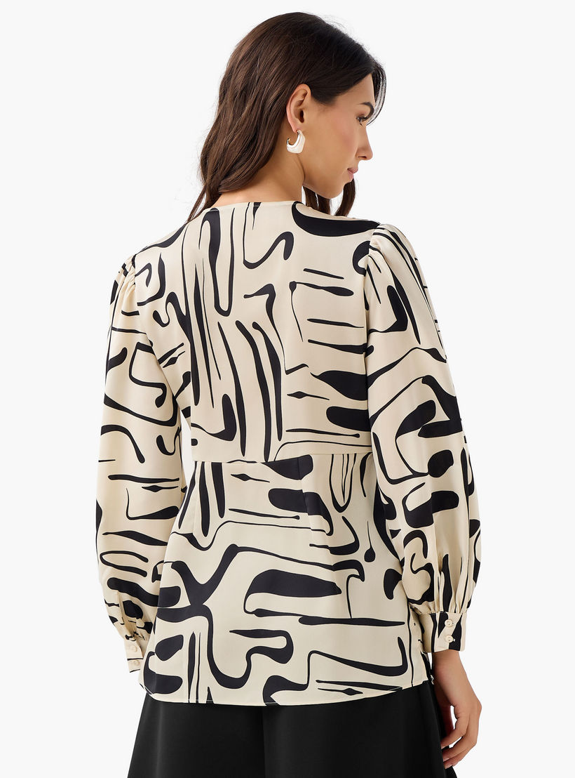 Iconic Regular Fit Wrap Top with Abstract Print-women-clothing-shirtsandblouses-blouses-image-3
