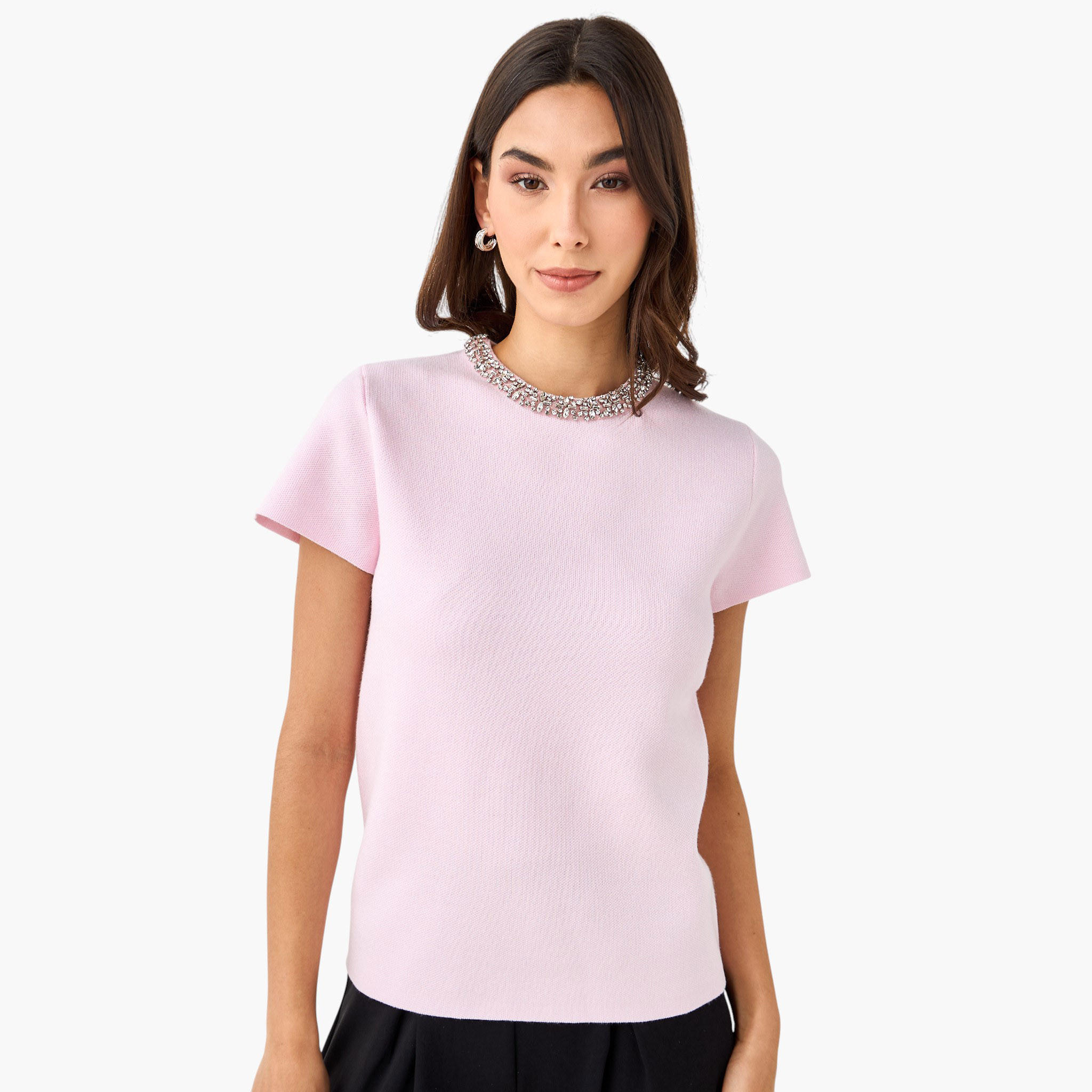 بلوزة مزيّنة بقصّة عادية من أيكونيك-women-clothing-tshirts-image-6