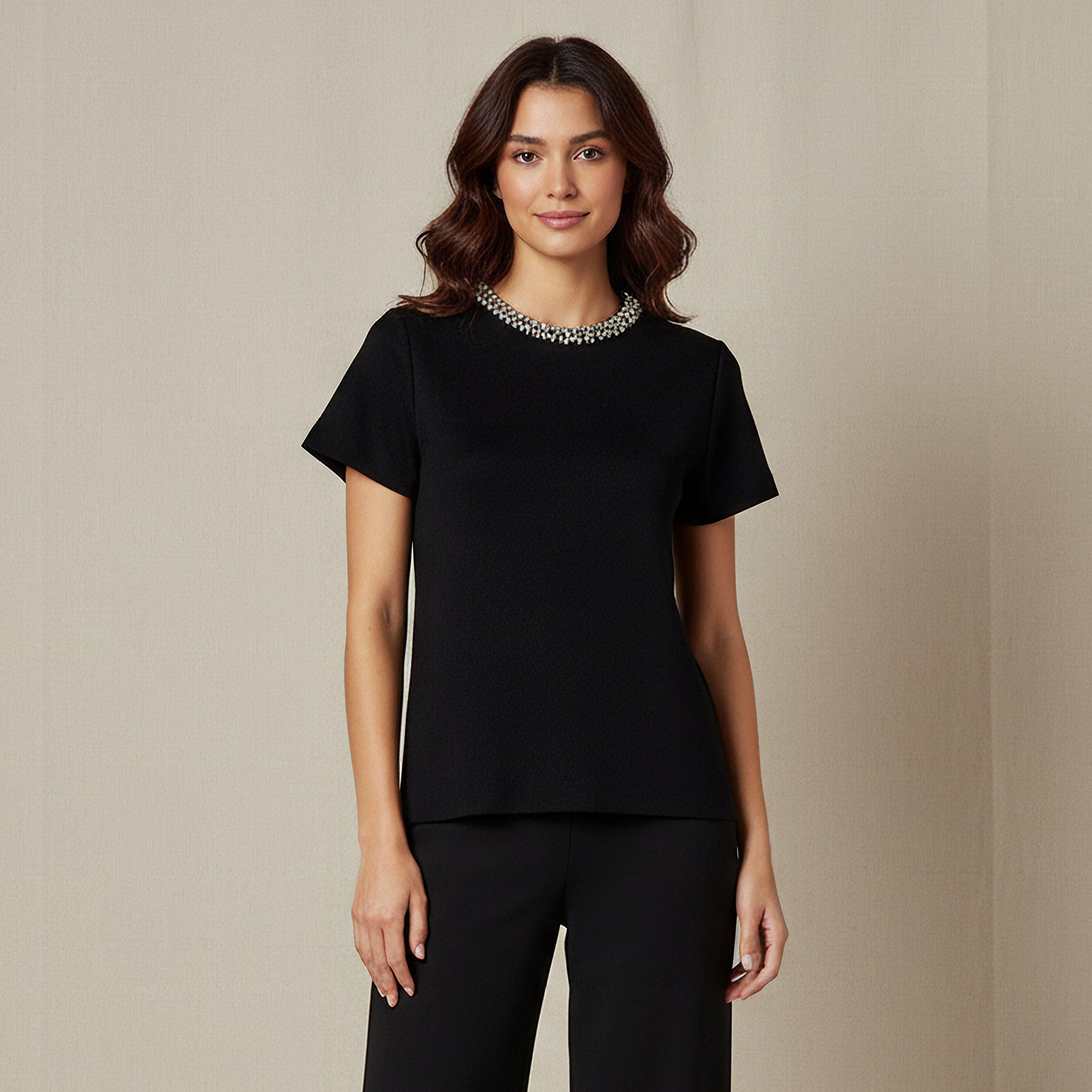 Iconic Regular Fit Top with Embellishment-women-clothing-tshirts-image-1