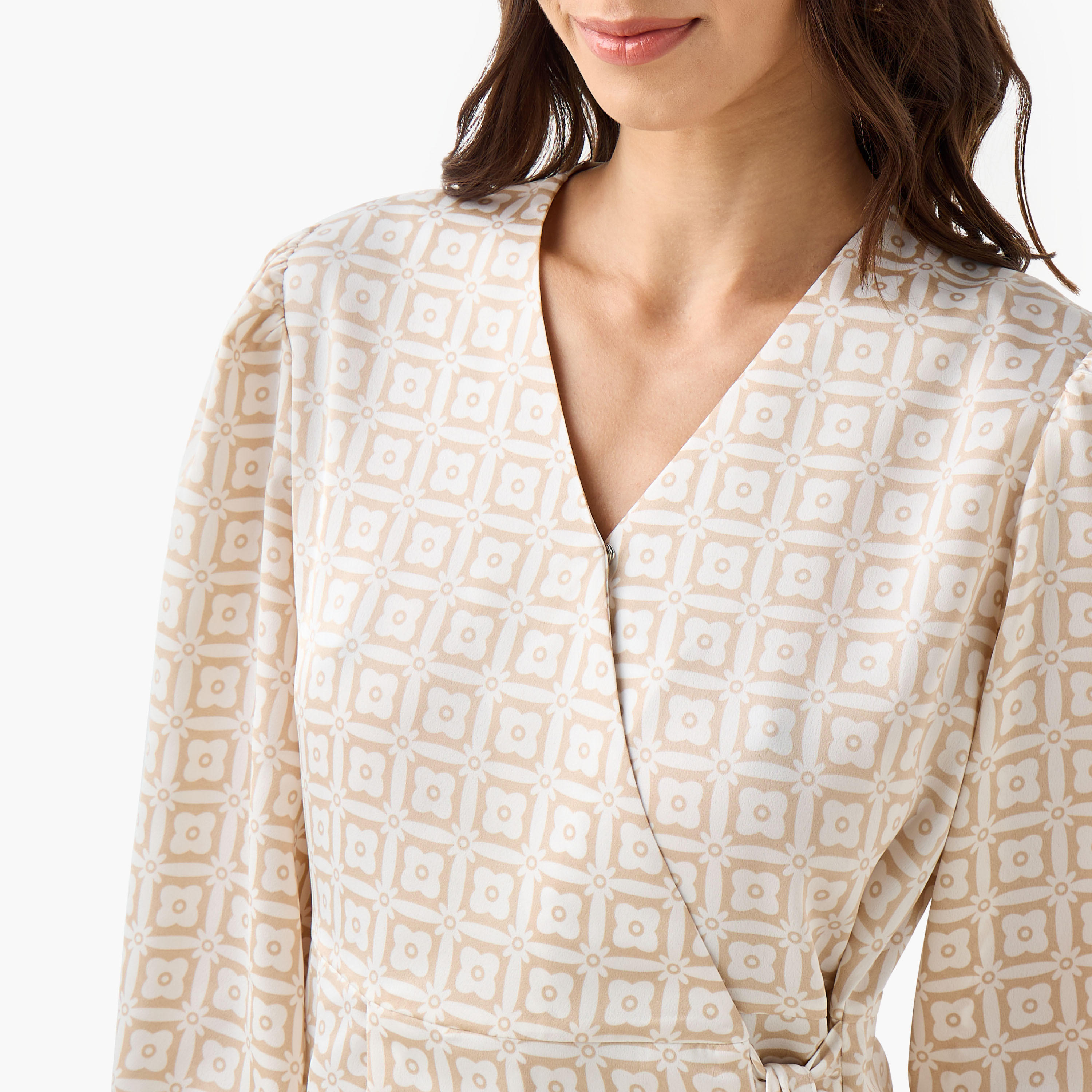 Iconic Regular Fit Wrap Top with Geometric Print-women-clothing-shirtsandblouses-blouses-image-4