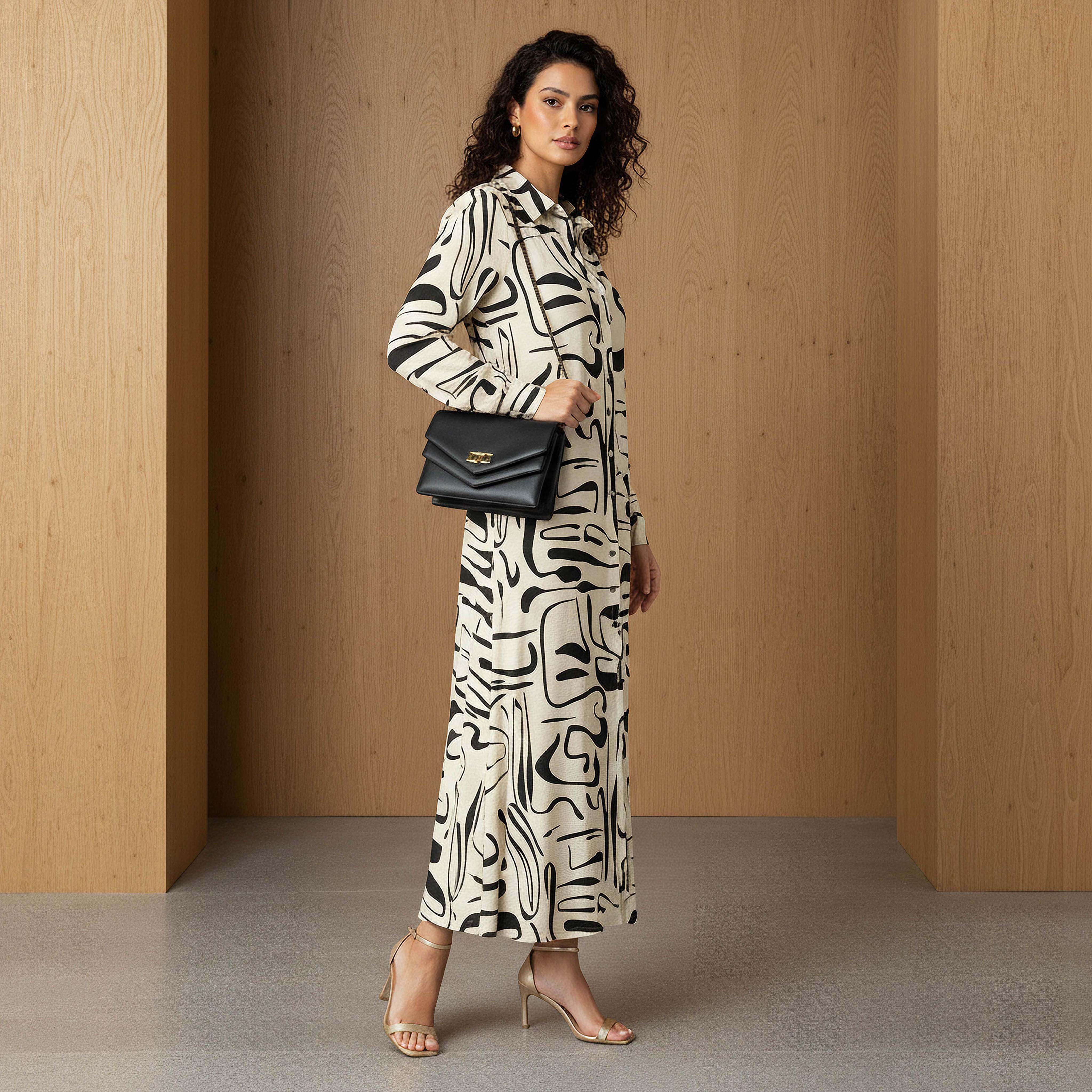 Iconic Printed Shirt Women Dress with Collar-women-clothing-dresses-image-2