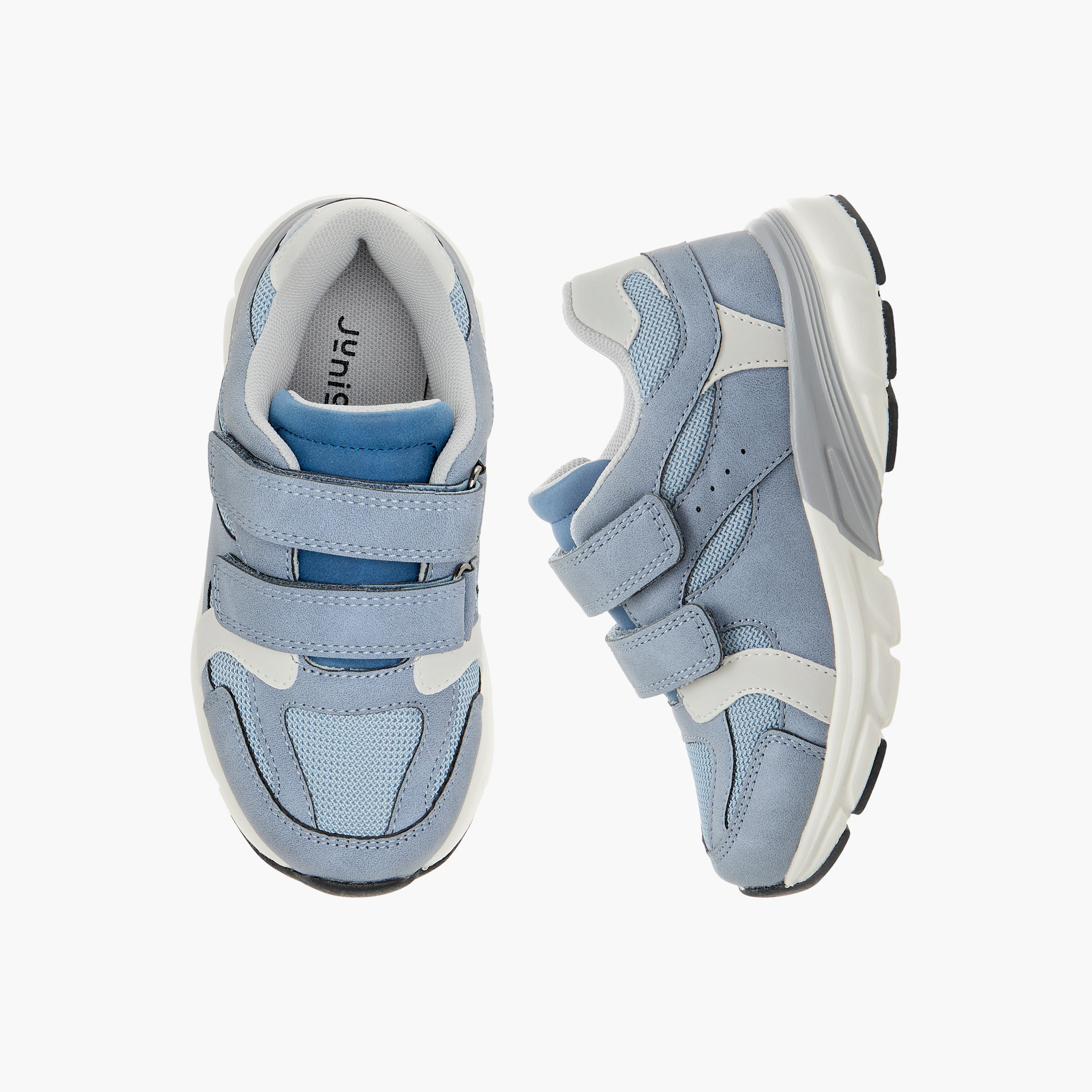 Juniors Panelled Sneakers with Hook and Loop Closure-boys-shoes-sneakers-image-1