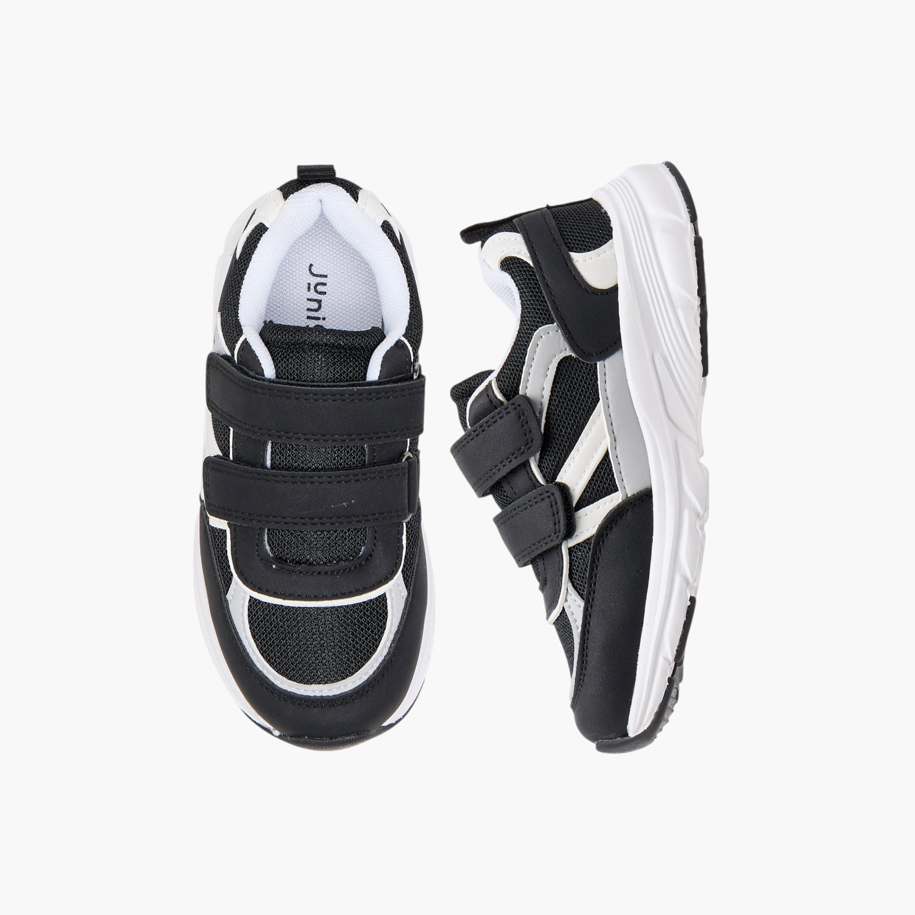 Juniors Panelled Sneakers with Hook and Loop Closure-boys-shoes-sneakers-image-1