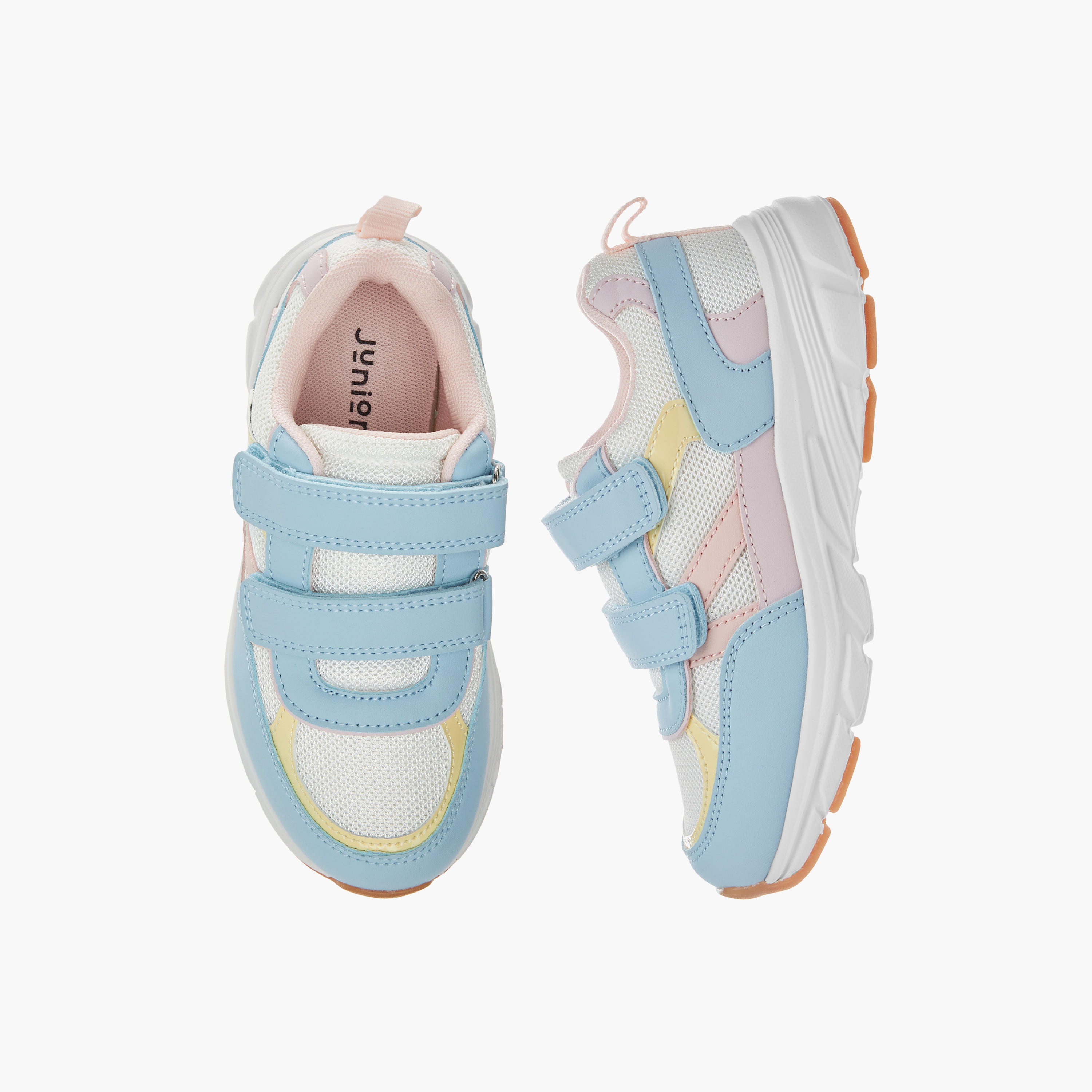 Juniors Panelled Sneakers with Hook and Loop Closure-girls-shoes-sneakers-image-1