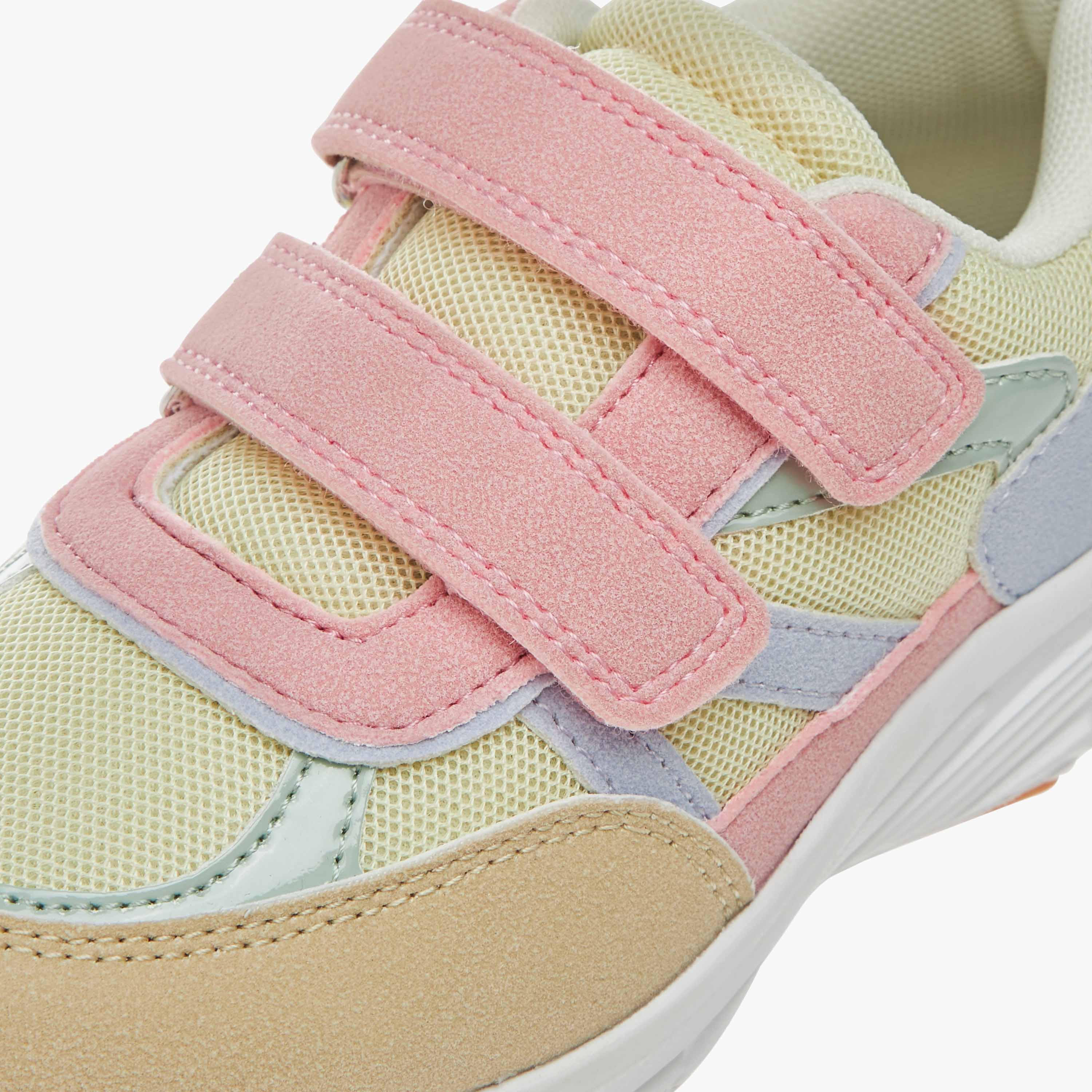 Juniors Colourblock Sneakers with Hook and Loop Closure-girls-shoes-sneakers-image-4
