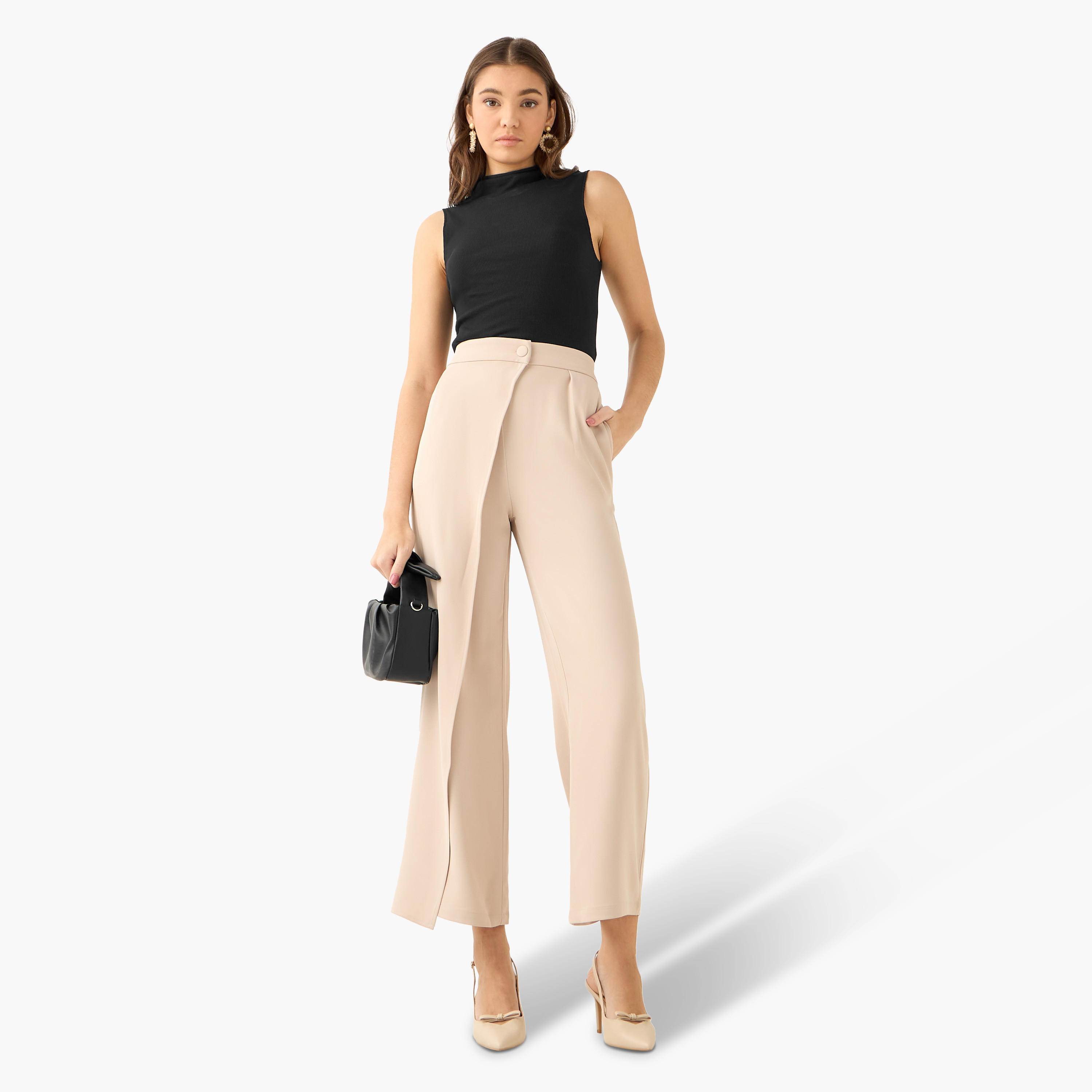 Iconic Straight Fit Button Waist Wrap Pants-women-clothing-coordsets-image-3