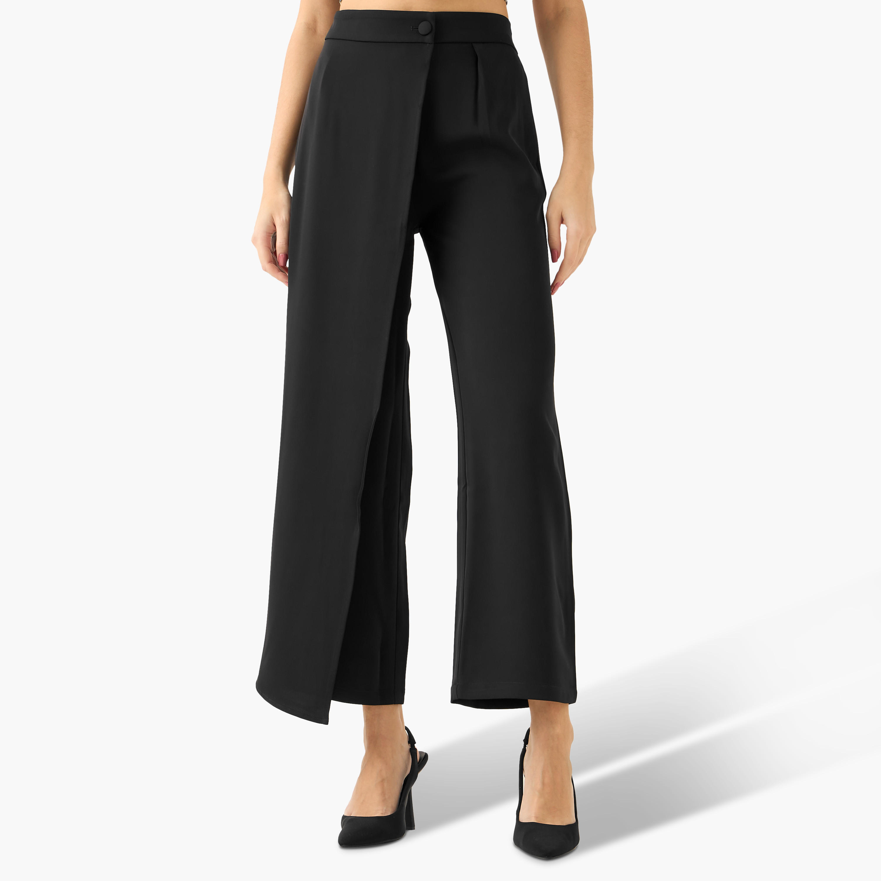 Iconic Straight Fit Button Waist Wrap Pants-women-clothing-coordsets-image-2