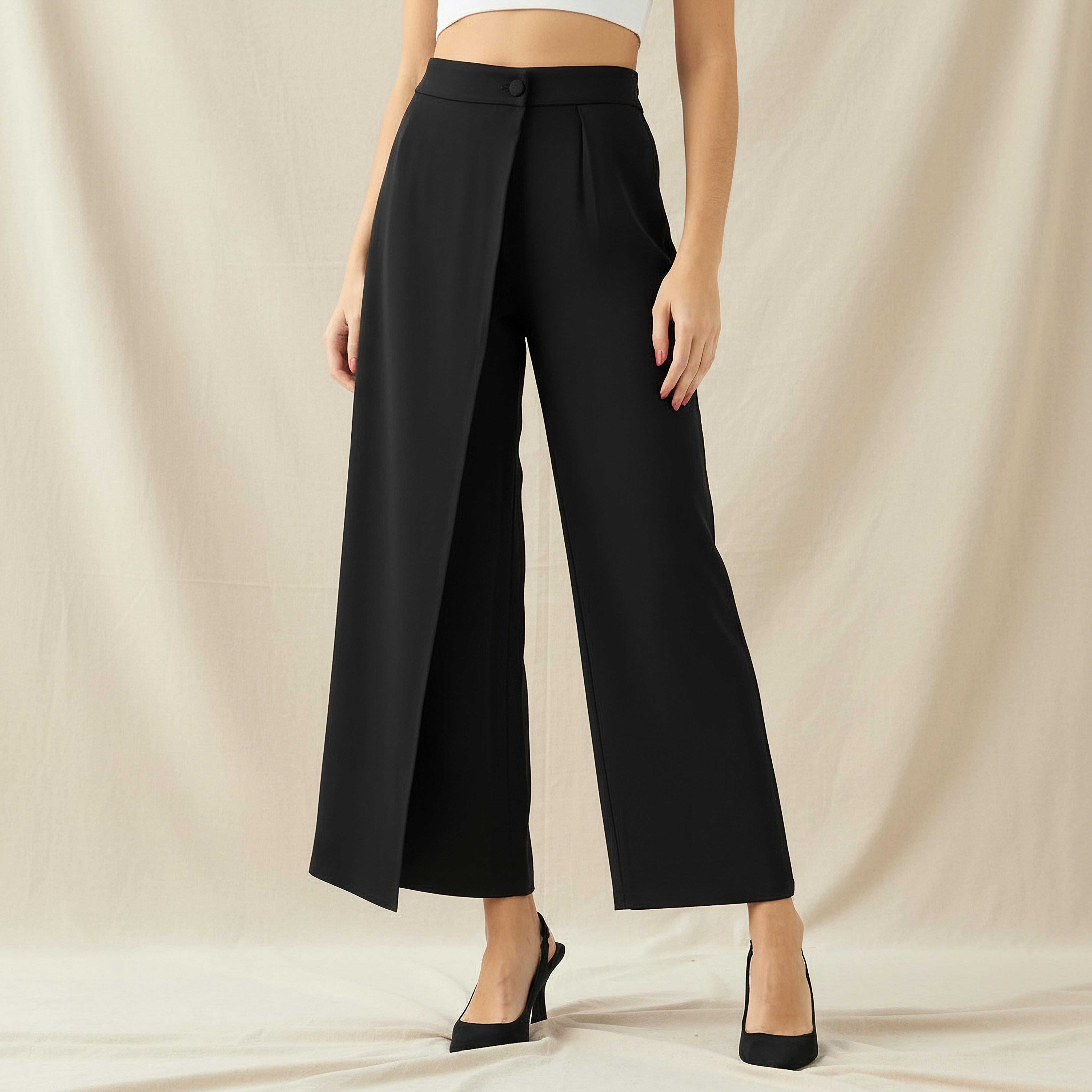 Iconic Straight Fit Button Waist Wrap Pants-women-clothing-coordsets-image-1