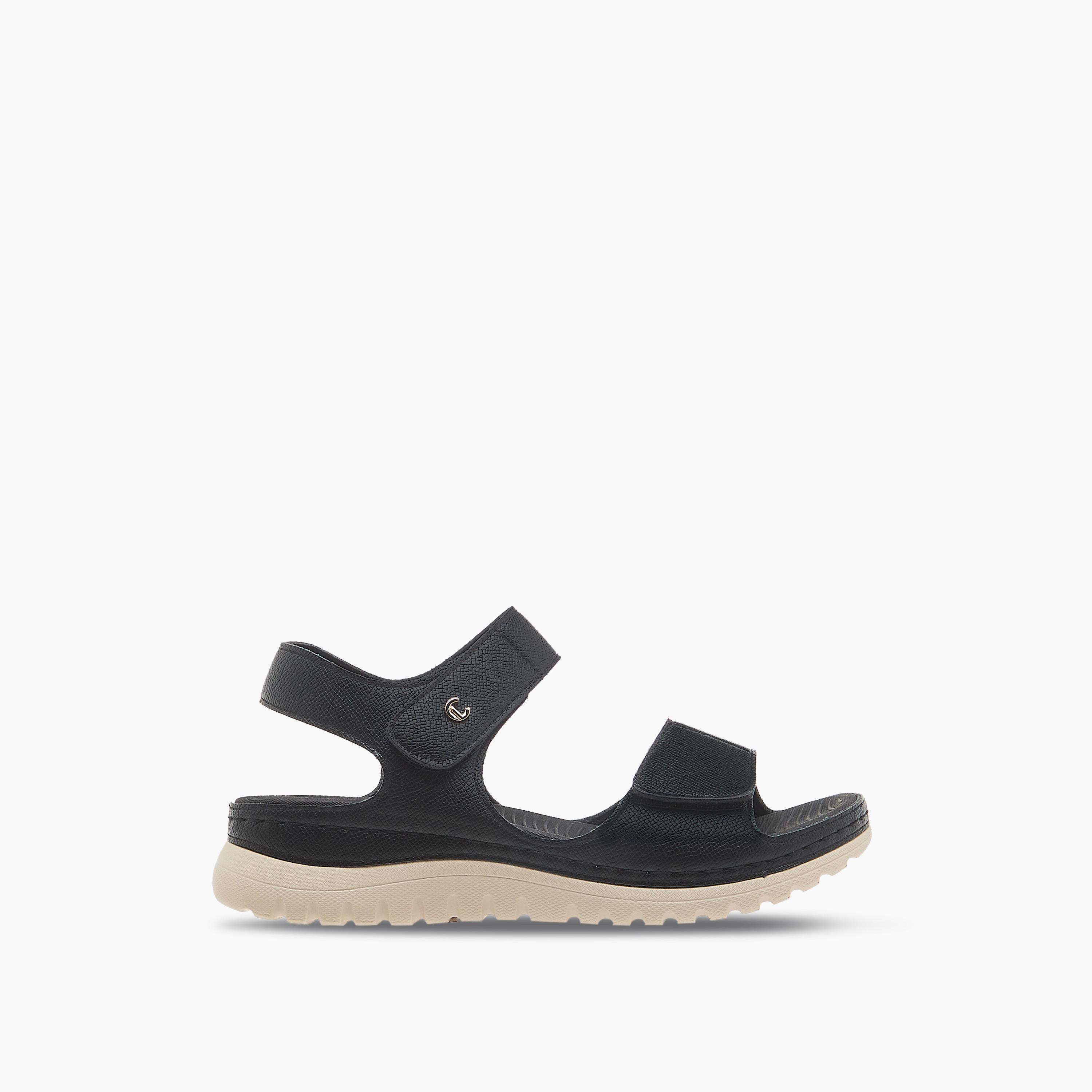 Le Confort Textured Comfort Sandals with Hook and Loop Closure-women-shoes-flats-sandals-image-2