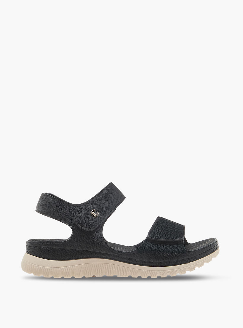 Le Confort Textured Comfort Sandals with Hook and Loop Closure-women-shoes-flats-sandals-image-2