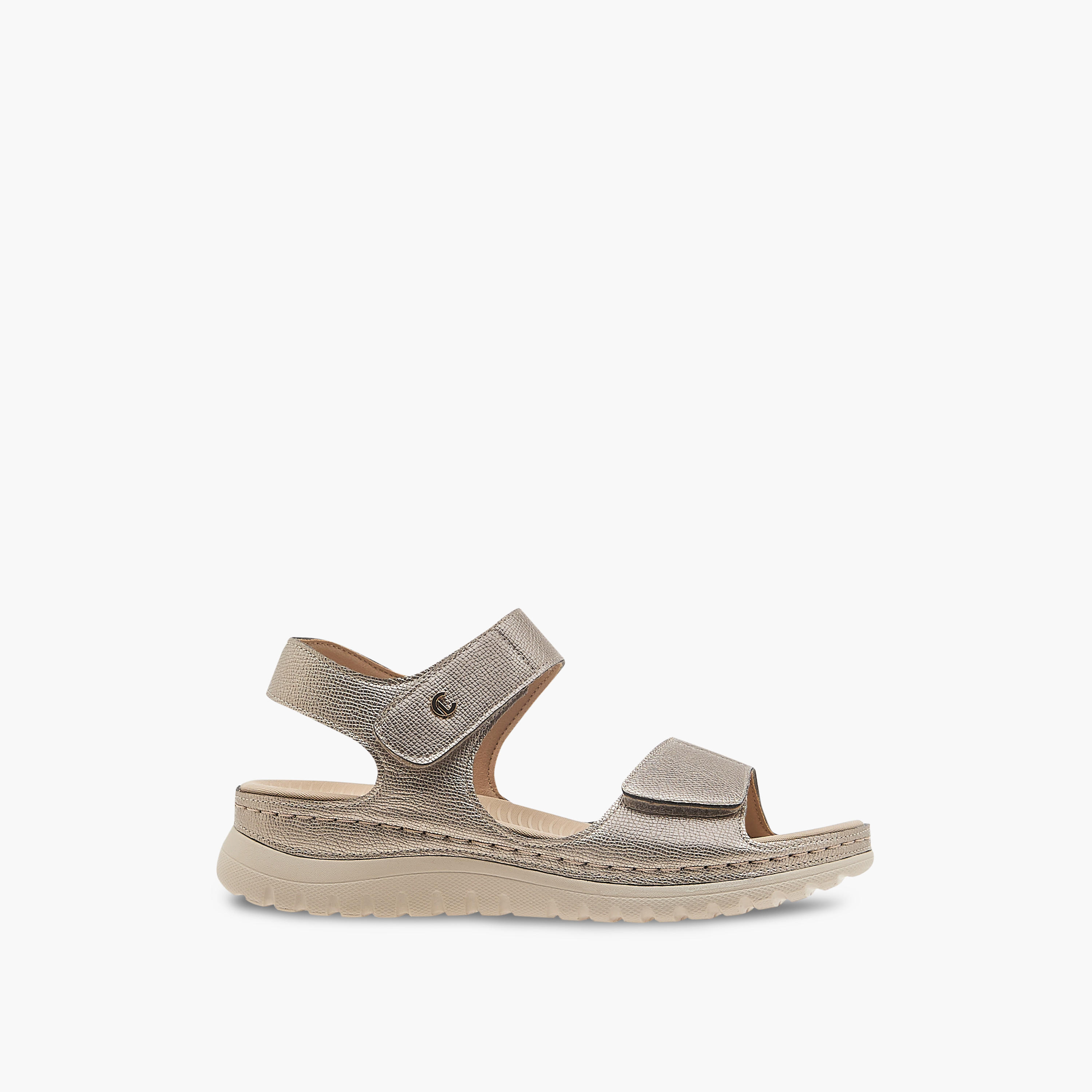 Le Confort Textured Comfort Sandals with Hook and Loop Closure-women-shoes-flats-sandals-image-2