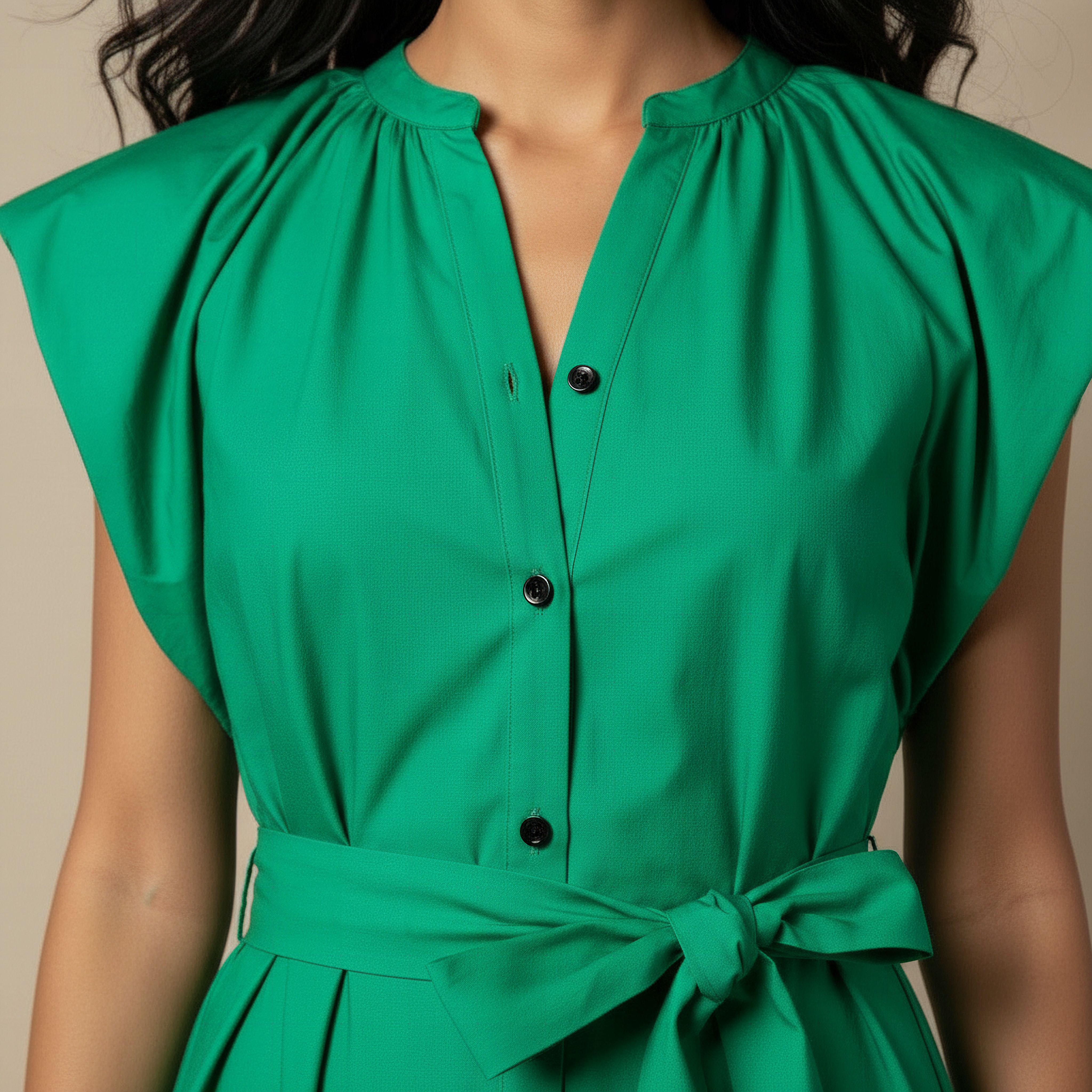 فستان سادة إيه لاين بحزام ربط للنساء من آيكونيك-women-clothing-dresses-image-4