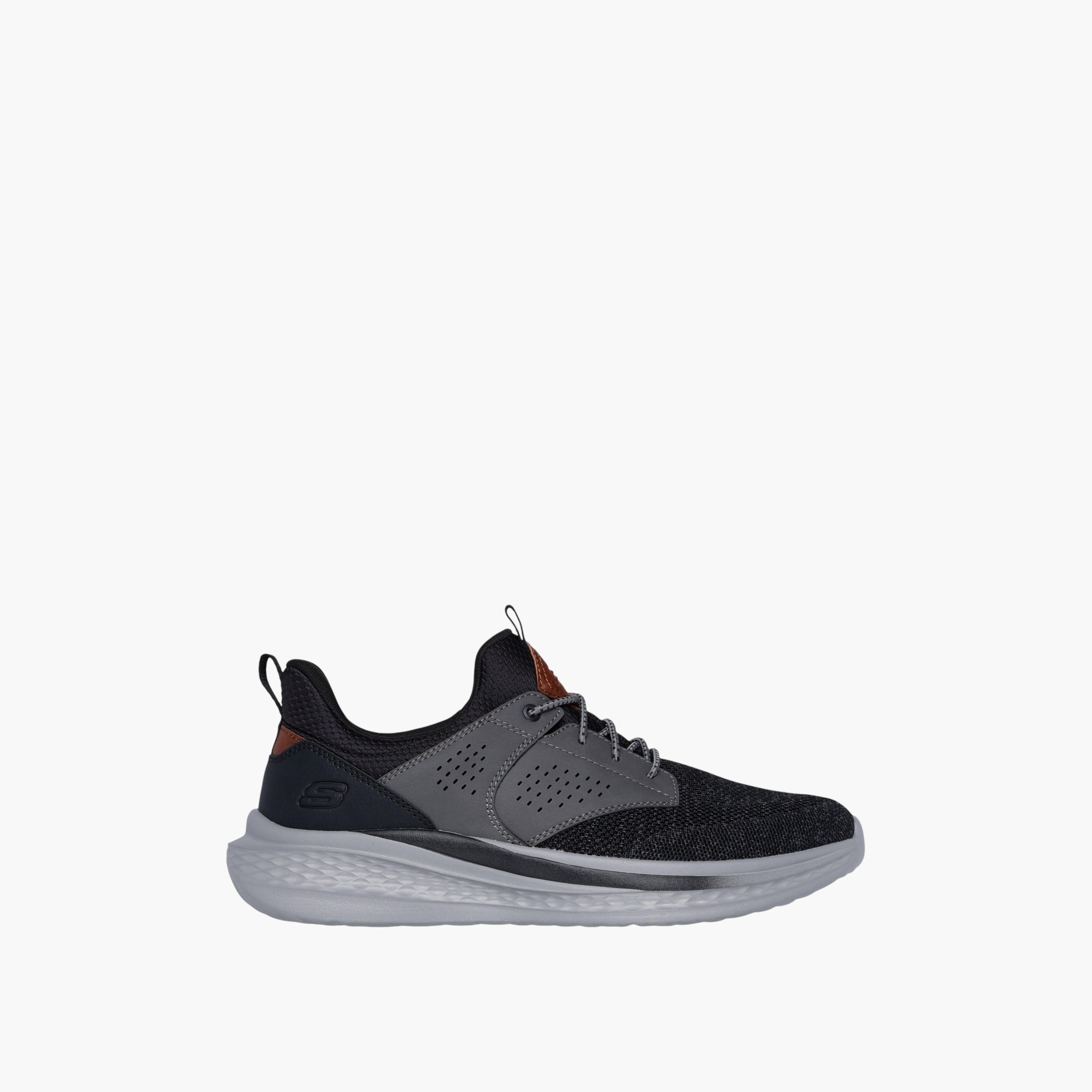 حذاء رياضي سليد برباط بدون رباط للرجال من سكتشرز - 210892-BKGY-sports-men-shoes-image-2