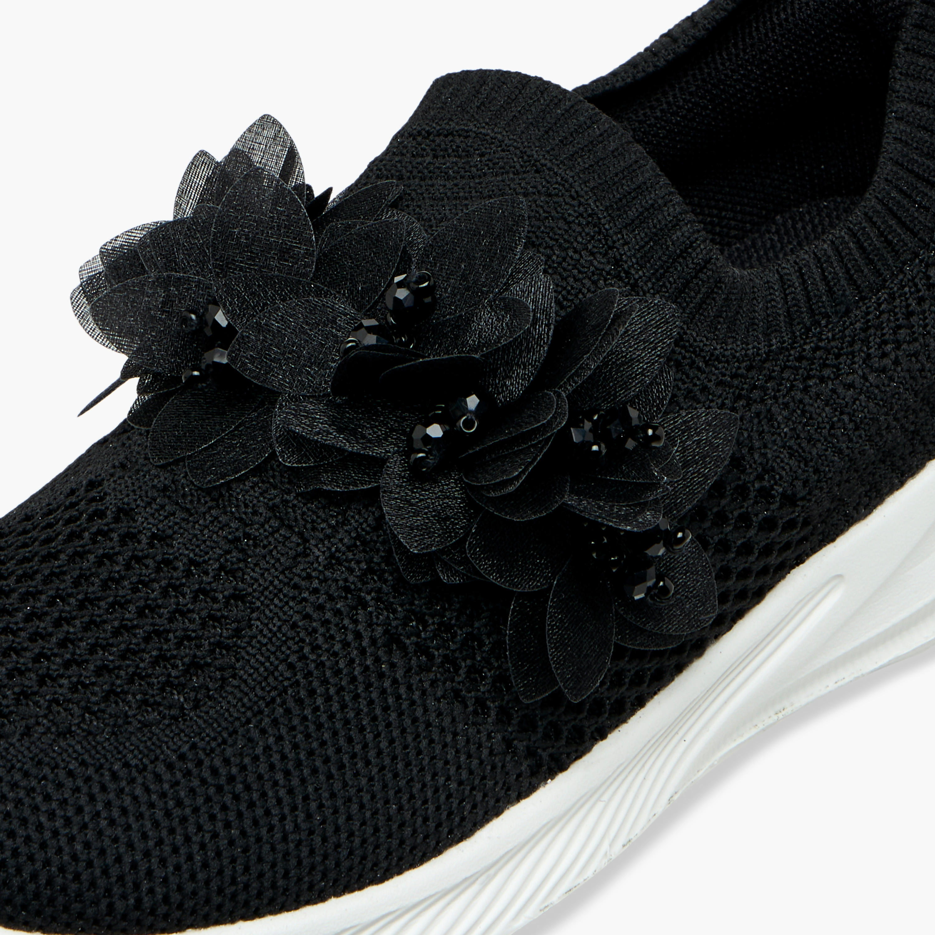 حذاء سنيكرز سهل الارتداء مزين بالزهور من جونيورز-girls-shoes-sneakers-image-9