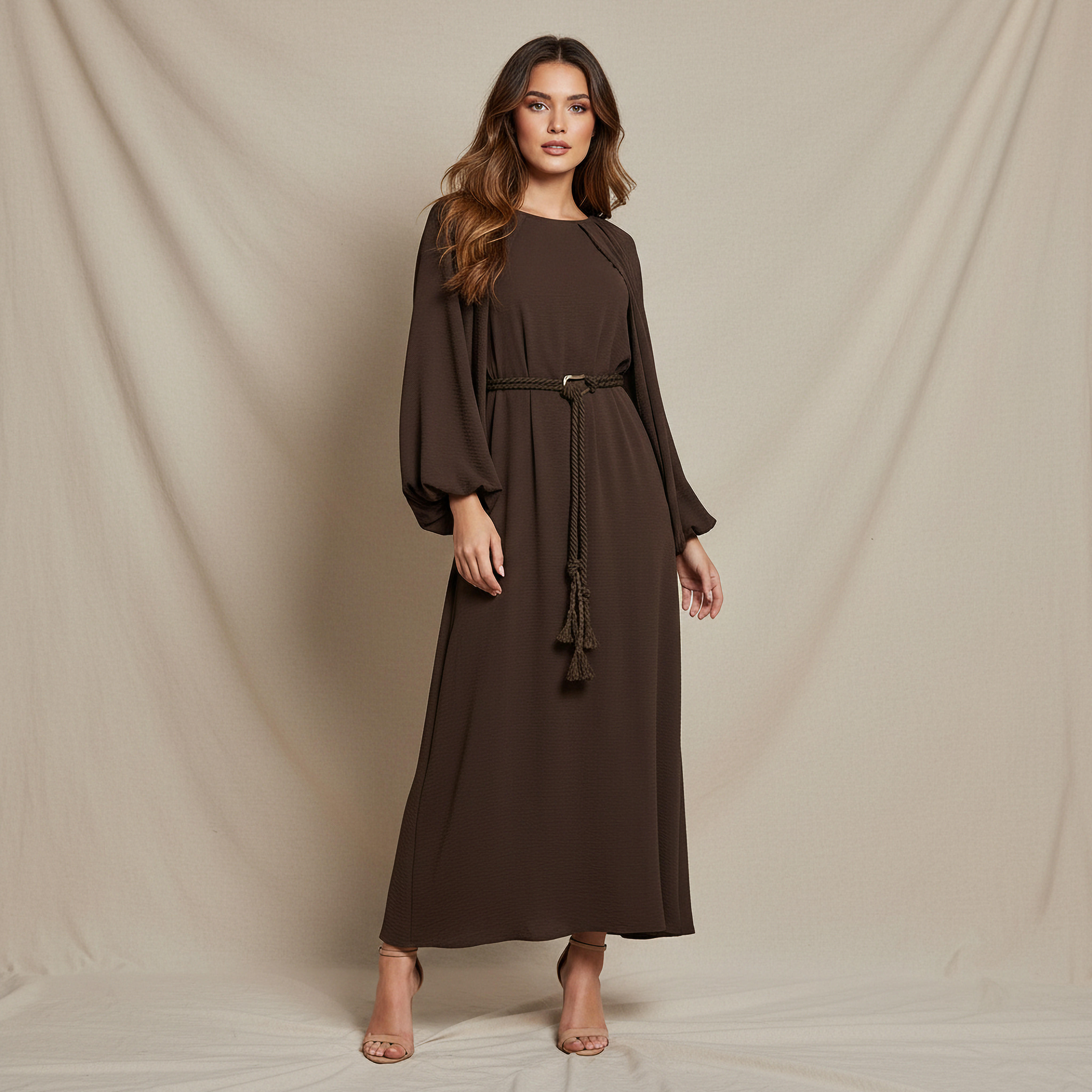 Iconic A-line Maxi Dress with Cape Sleeves-women-clothing-dresses-image-1