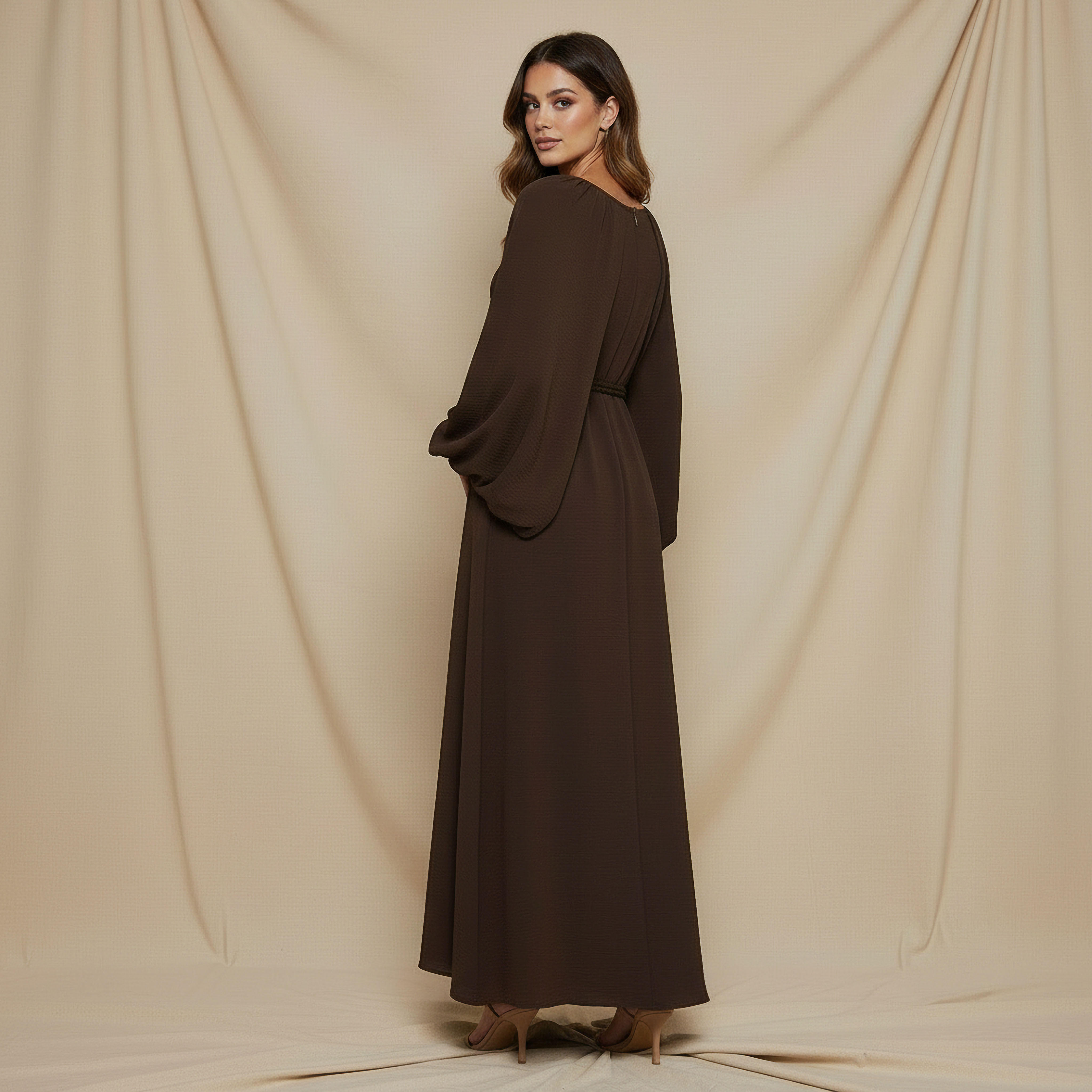 Iconic A-line Maxi Dress with Cape Sleeves-women-clothing-dresses-image-4