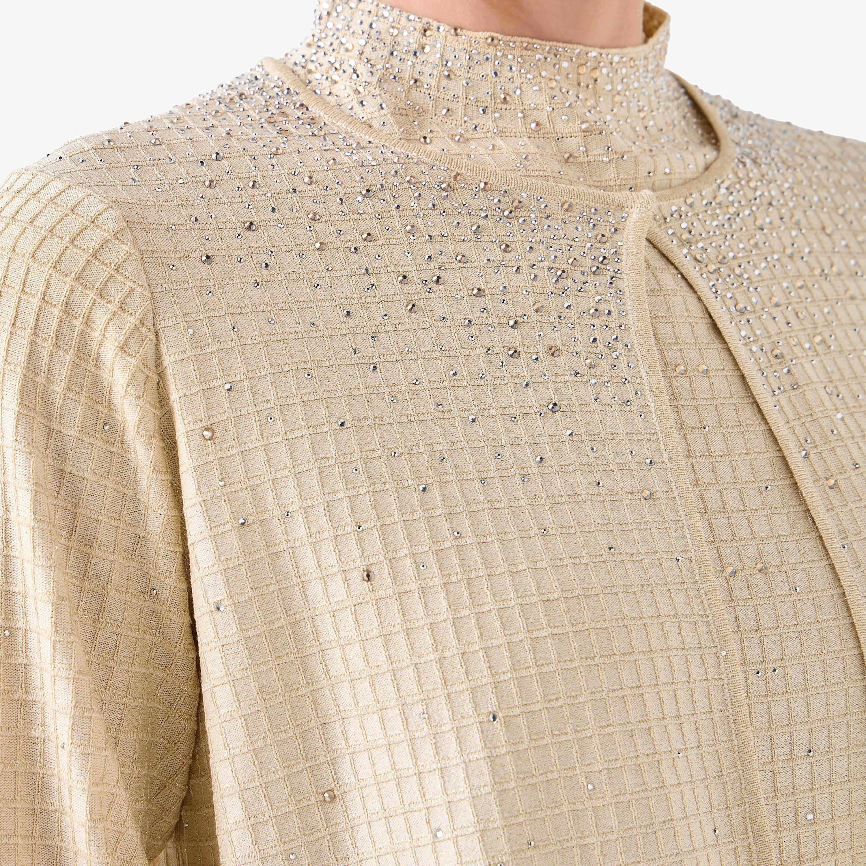 سترة مزينة برقبة مستديرة من أيكونيك-women-winterwear-cardigansandjumpers-cardigans-image-2