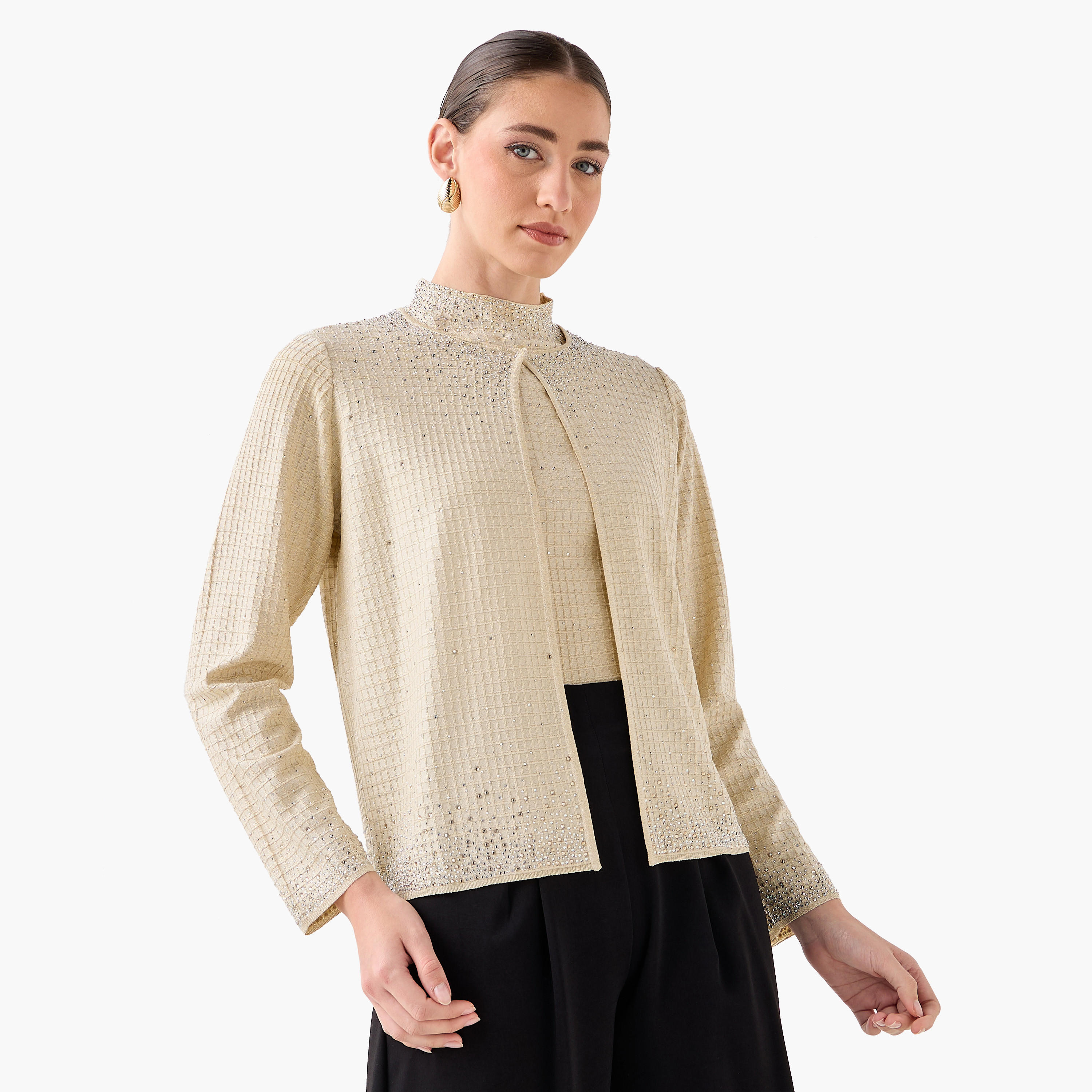 Iconic Embellished Round Neck Shrug-women-winterwear-cardigansandjumpers-cardigans-image-3