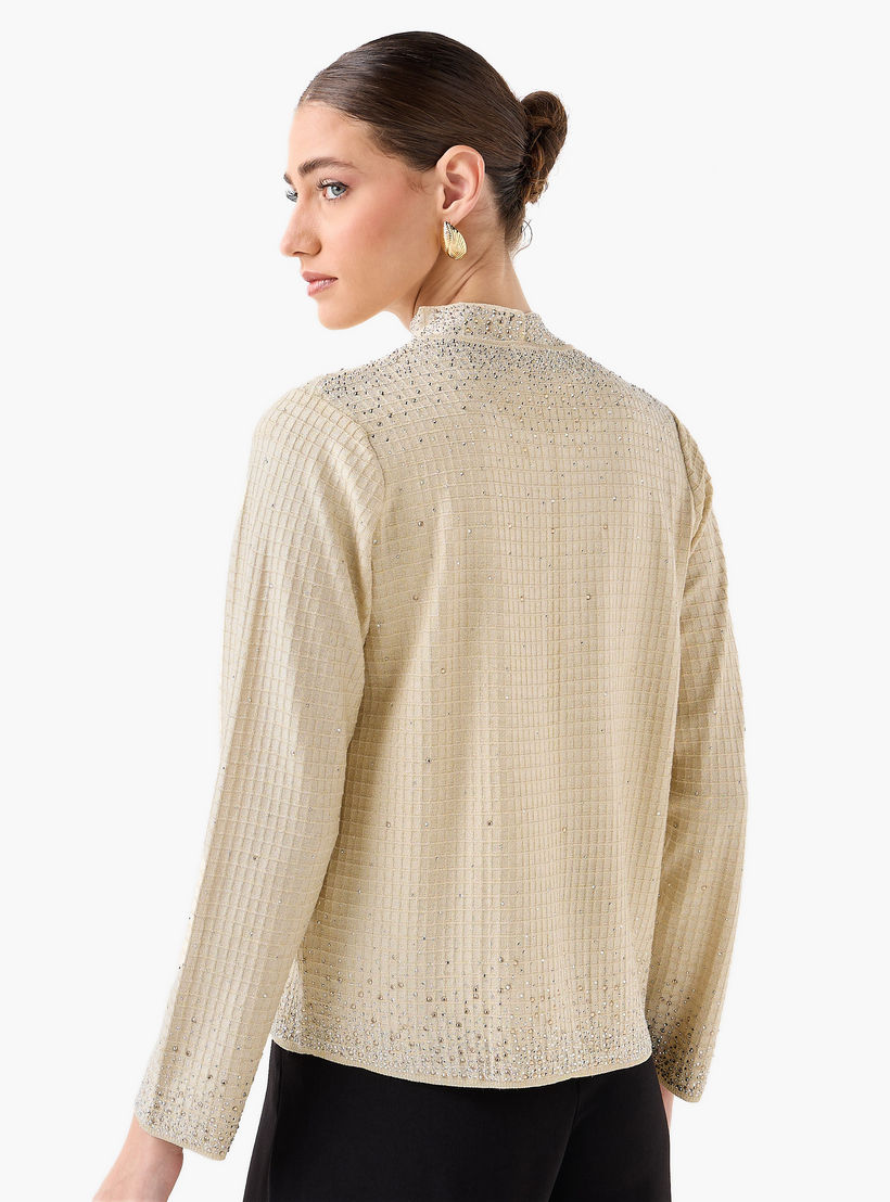 سترة مزينة برقبة مستديرة من أيكونيك-women-winterwear-cardigansandjumpers-cardigans-image-4