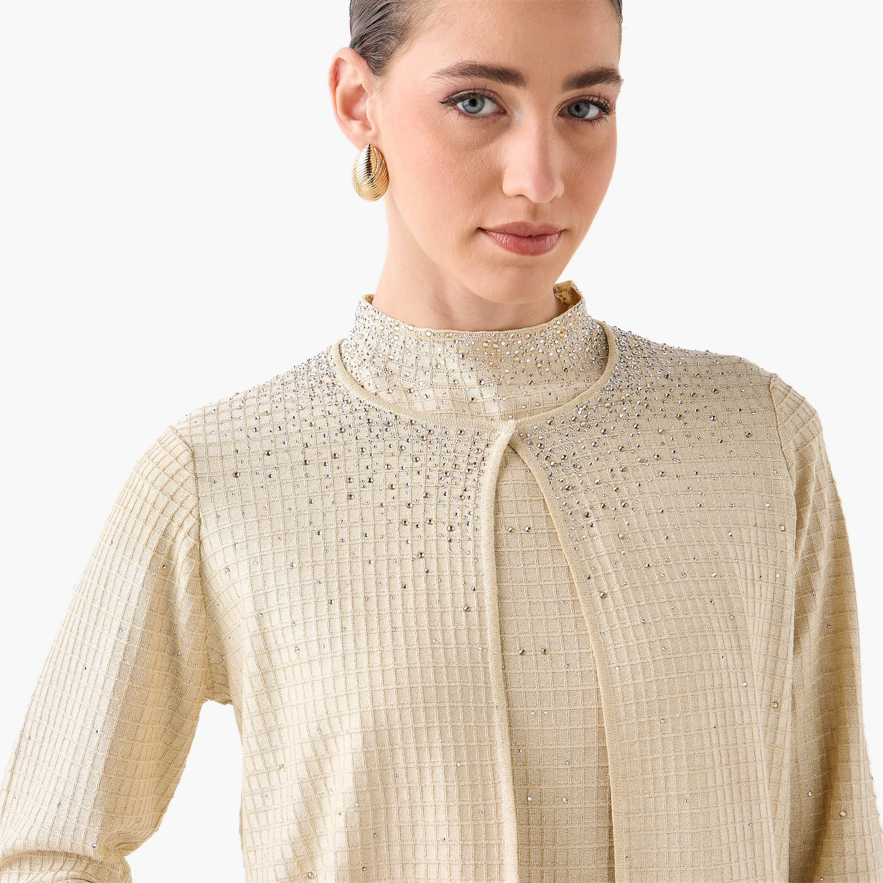 سترة مزينة برقبة مستديرة من أيكونيك-women-winterwear-cardigansandjumpers-cardigans-image-6